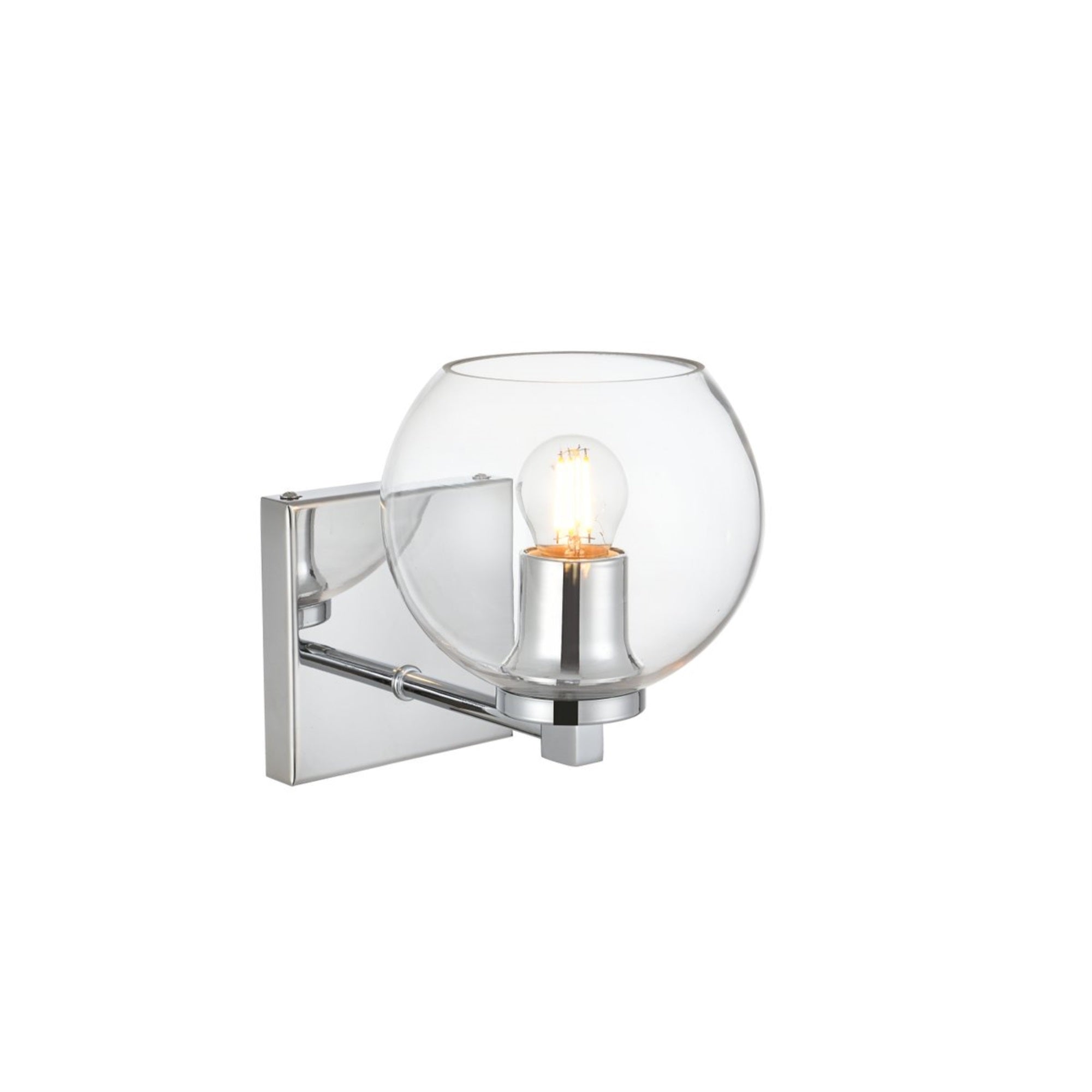 Living District Juelz 1-Light Bath Sconce, Iron & Glass, Chrome, Model LD7311W6CH