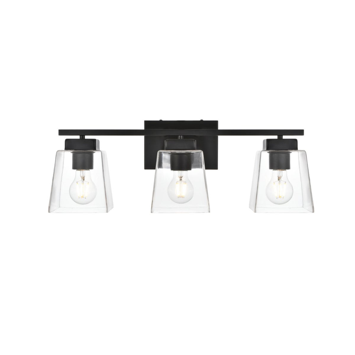 Merrick 3 light Black and Clear Bath Sconce