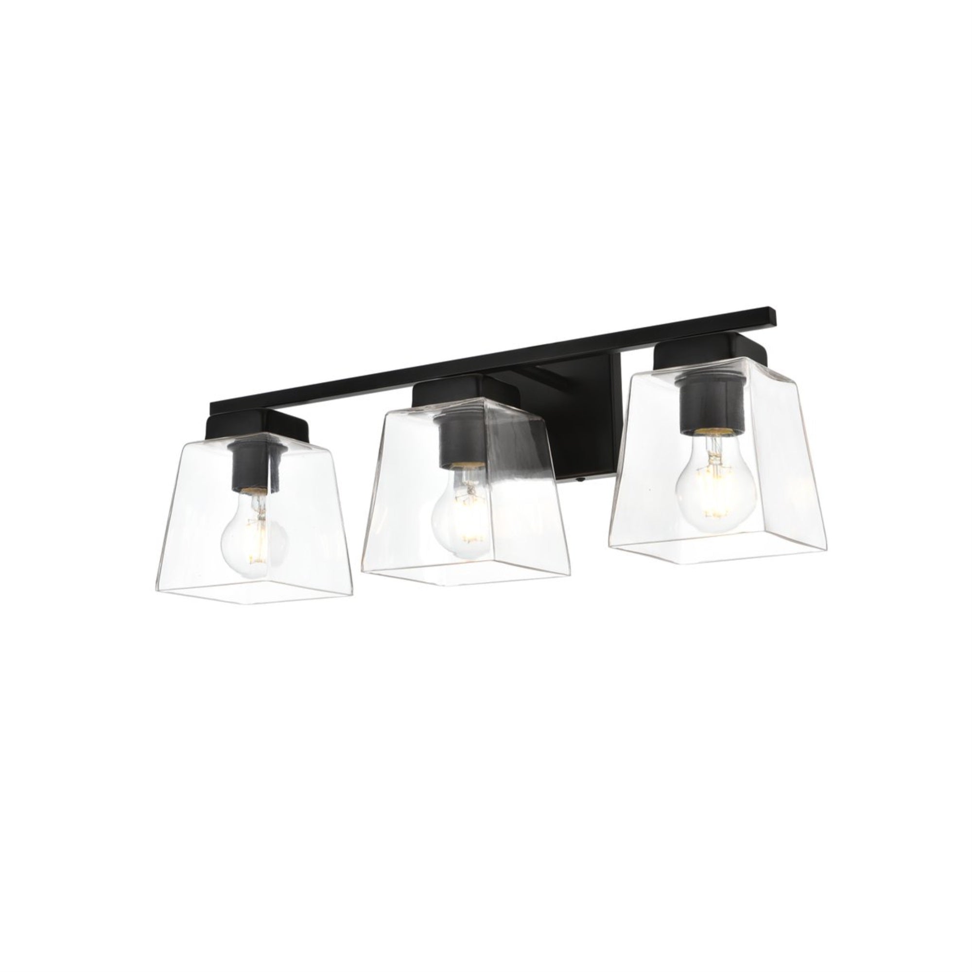Merrick 3 light Black and Clear Bath Sconce
