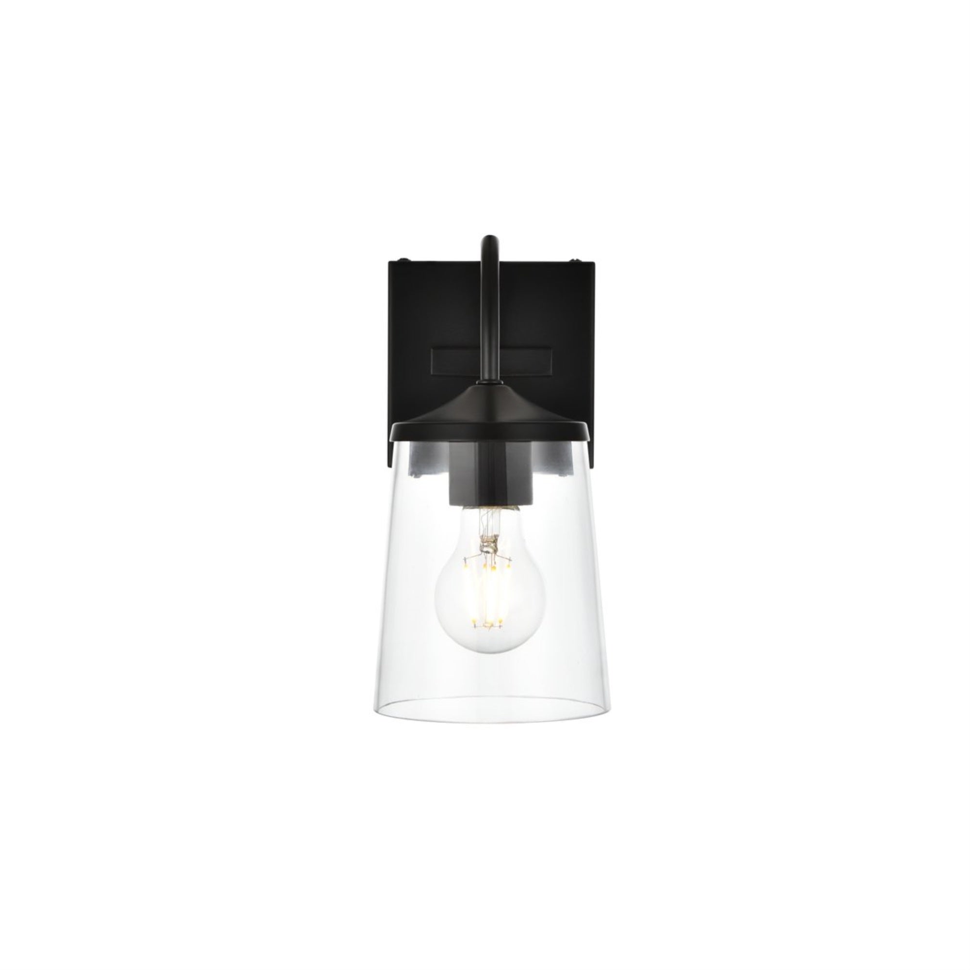 Living District Avani 1-Light Bath Sconce, Iron & Glass, Black, Model LD7313W5BLK