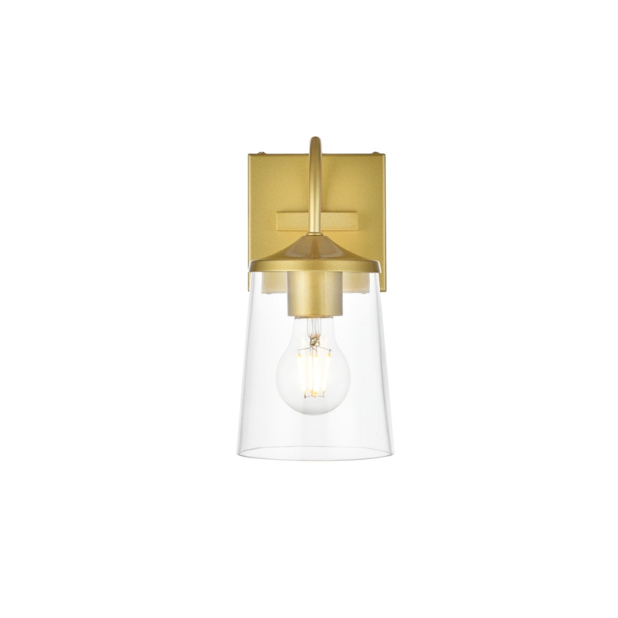 Living District Avani 1-Light Bath Sconce, Brass & Clear Glass, Model LD7313W5BRA