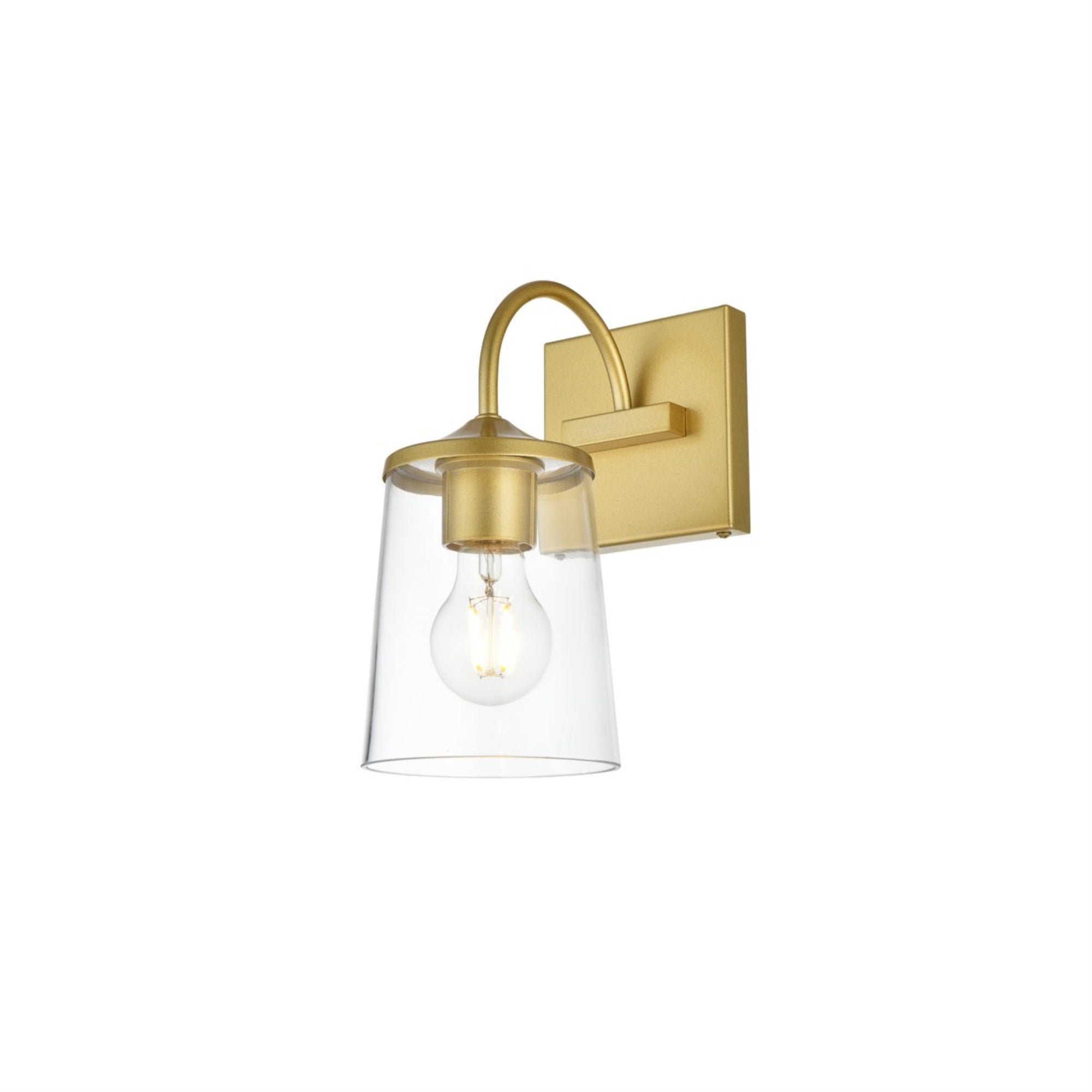 Living District Avani 1-Light Bath Sconce, Brass & Clear Glass, Model LD7313W5BRA