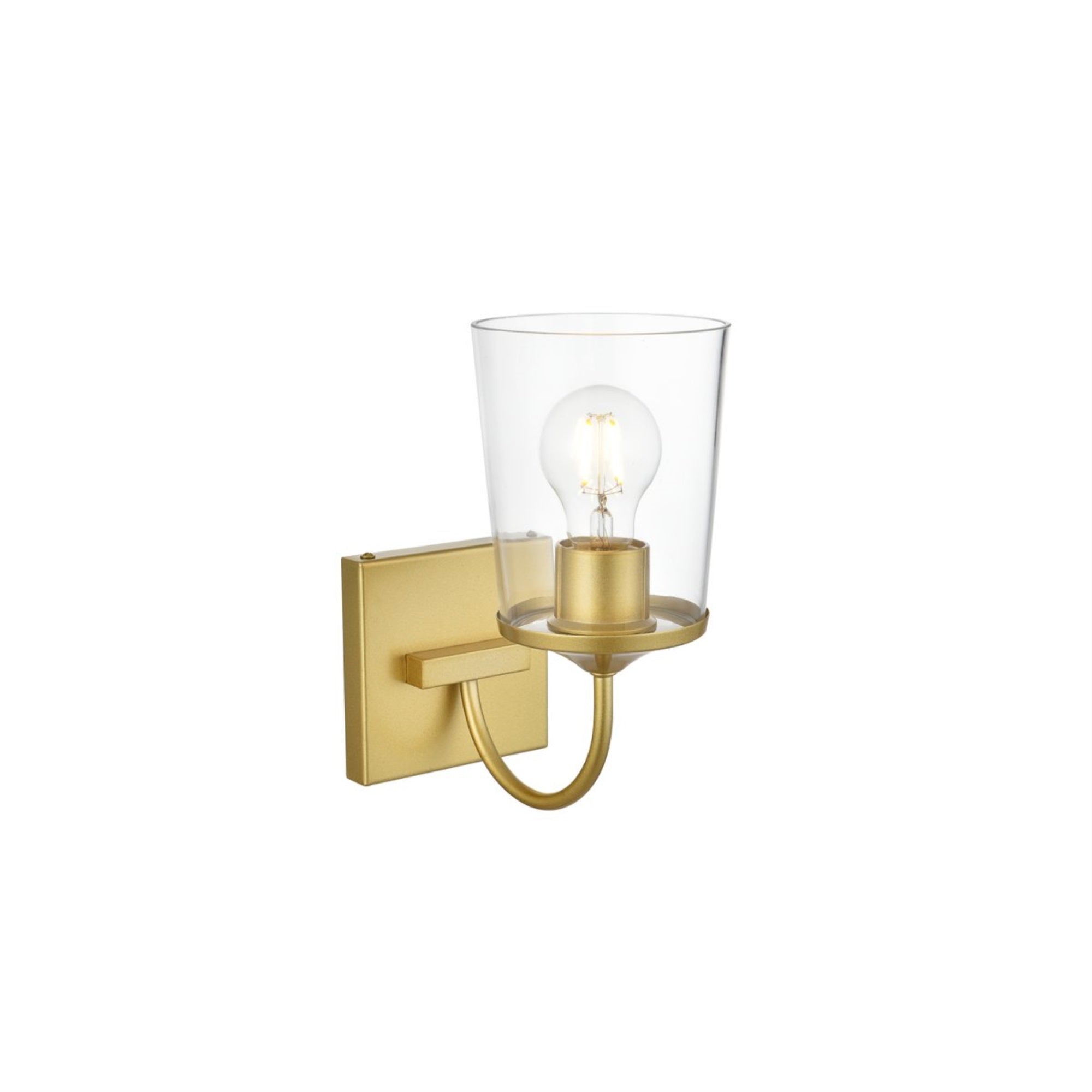 Living District Avani 1-Light Bath Sconce, Brass & Clear Glass, Model LD7313W5BRA