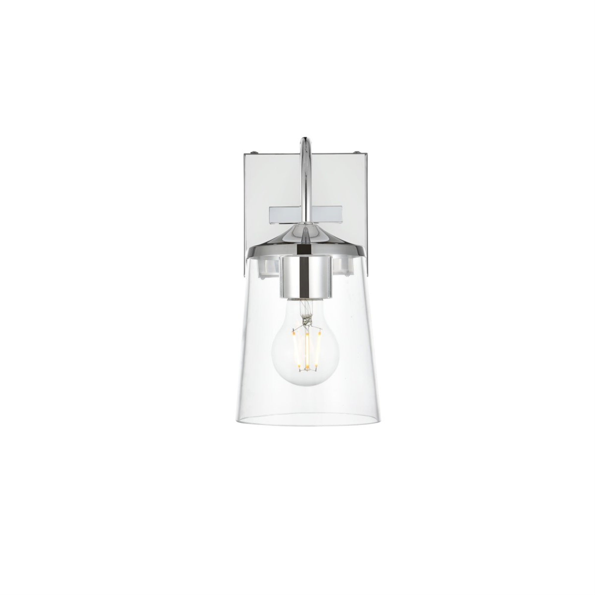 Living District 1-Light Bath Sconce, Iron & Glass, Chrome Finish, Model LD7313W5CH