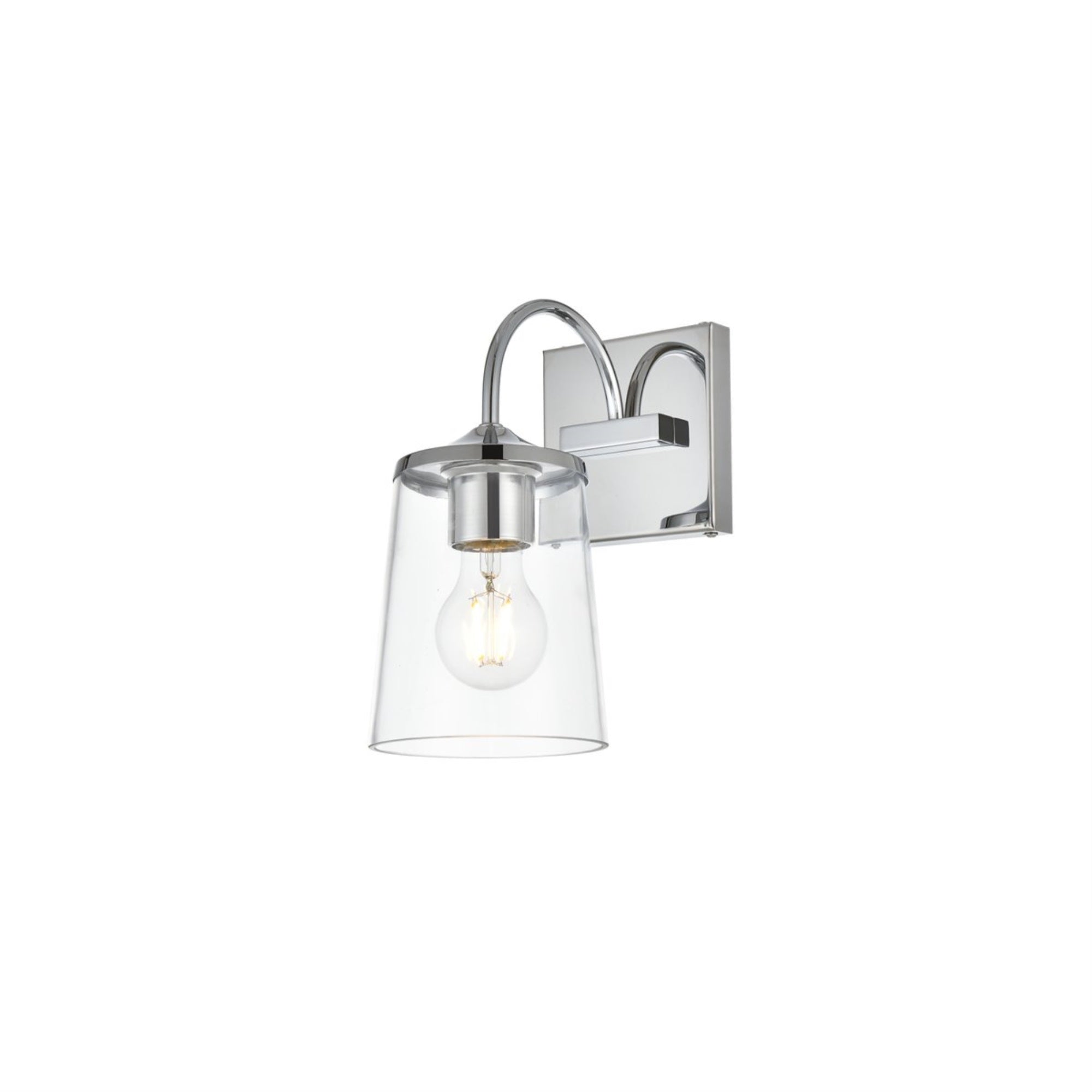 Living District 1-Light Bath Sconce, Iron & Glass, Chrome Finish, Model LD7313W5CH