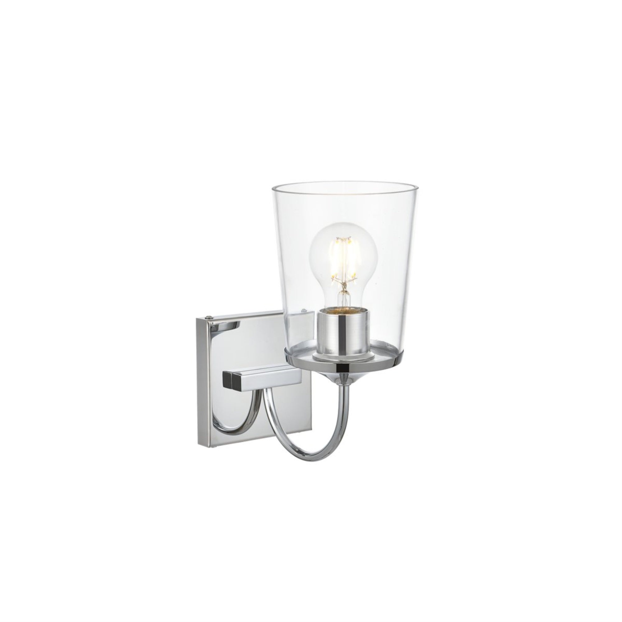 Living District 1-Light Bath Sconce, Iron & Glass, Chrome Finish, Model LD7313W5CH