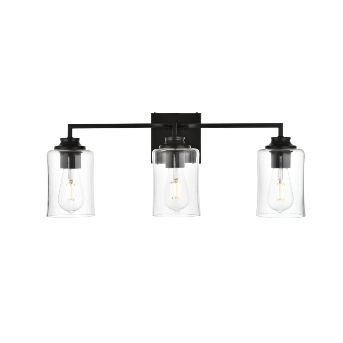 Ronnie 3 light Black and Clear Bath Sconce