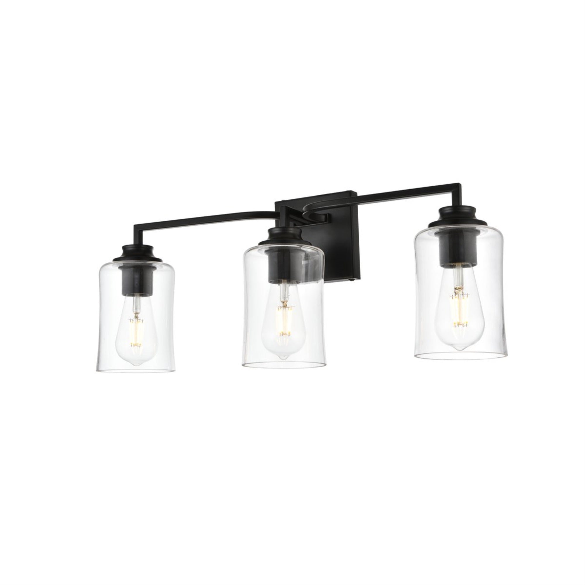 Ronnie 3 light Black and Clear Bath Sconce