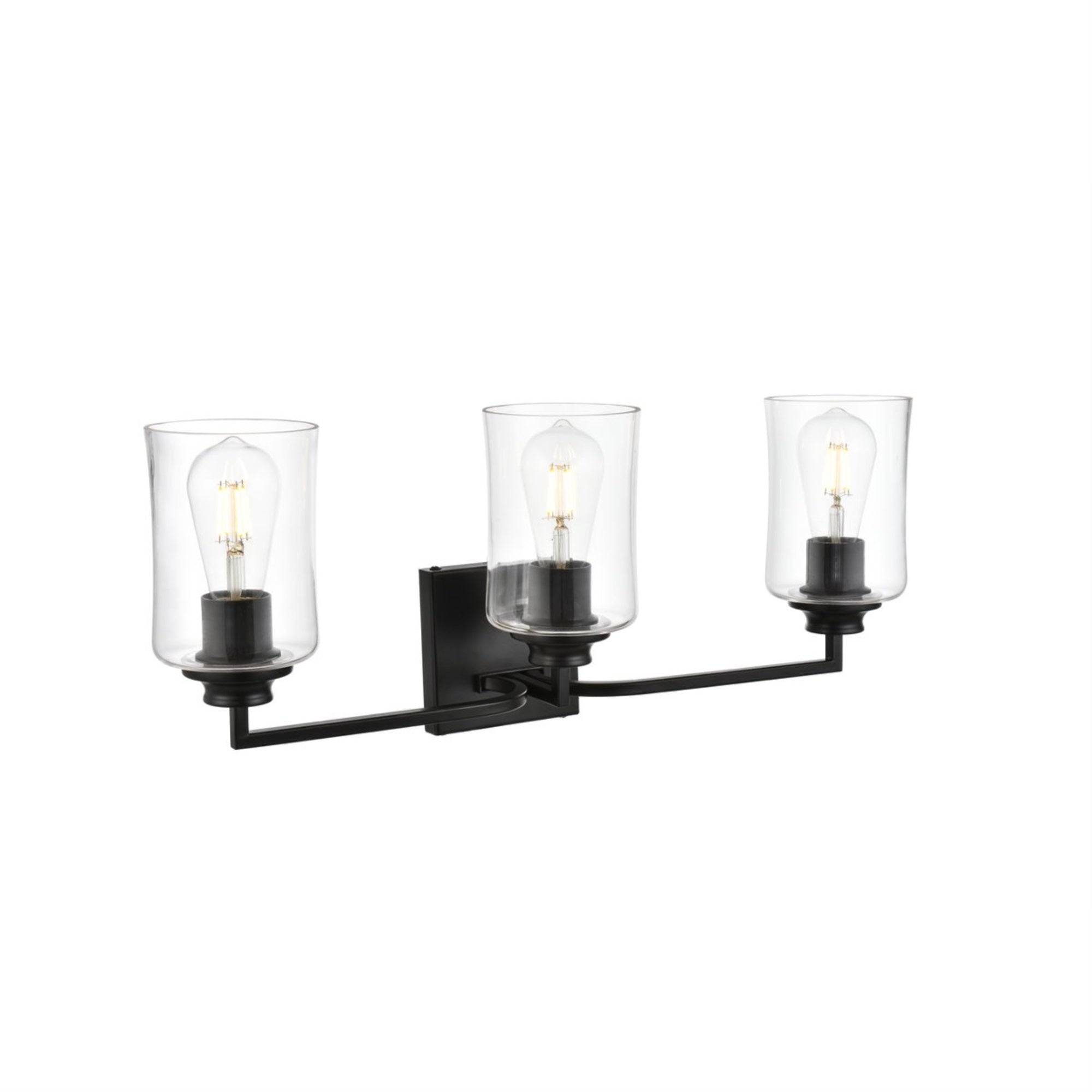 Ronnie 3 light Black and Clear Bath Sconce
