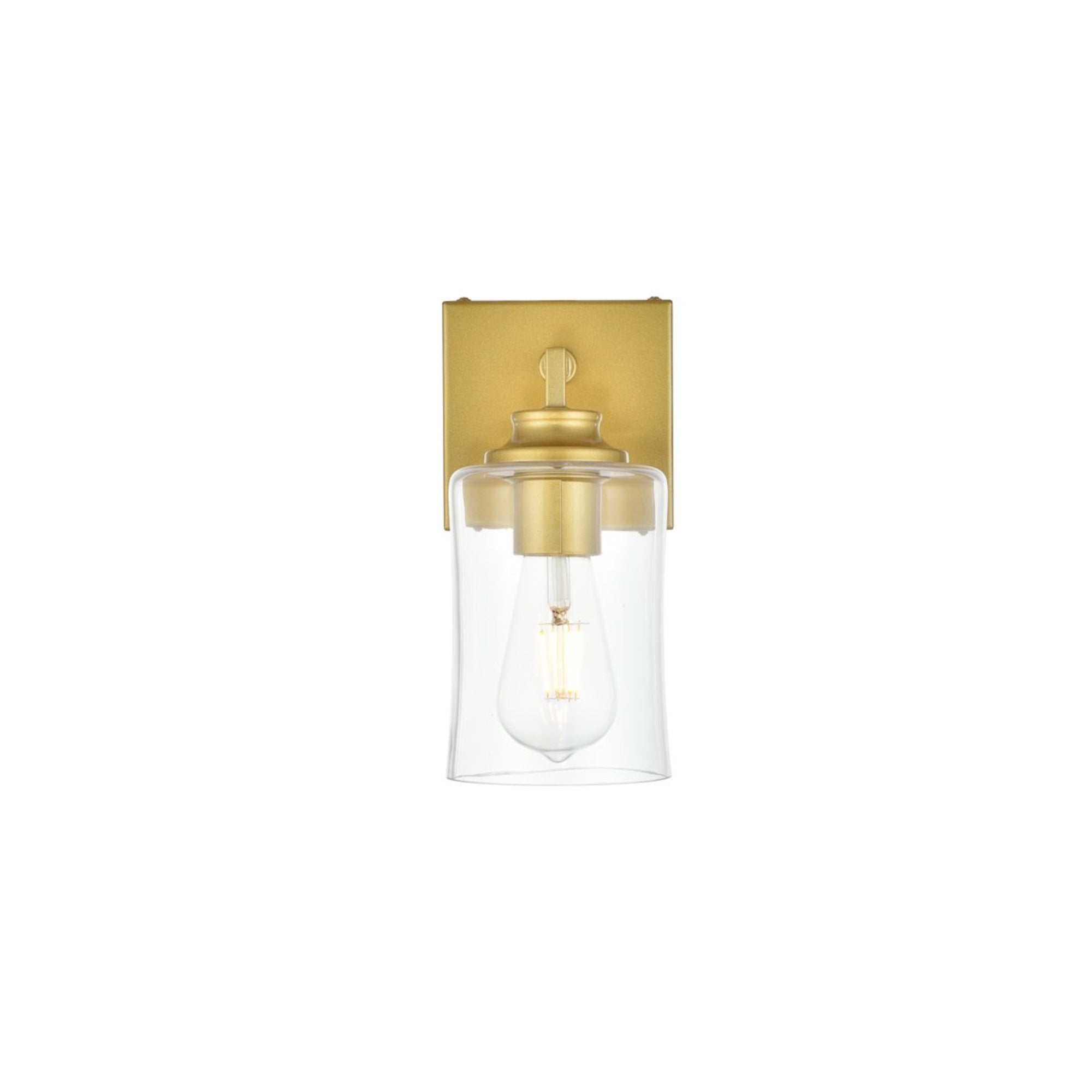 Living District 1-Light Bath Sconce, Iron & Glass, Brass/Clear, Model LD7314W5BRA