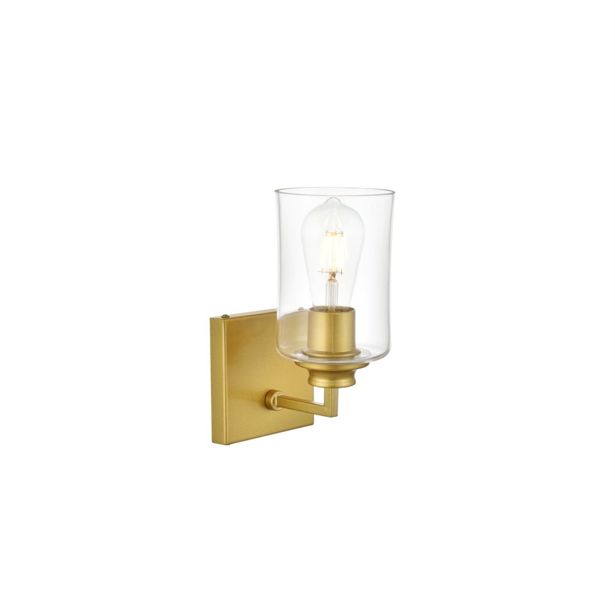 Living District 1-Light Bath Sconce, Iron & Glass, Brass/Clear, Model LD7314W5BRA