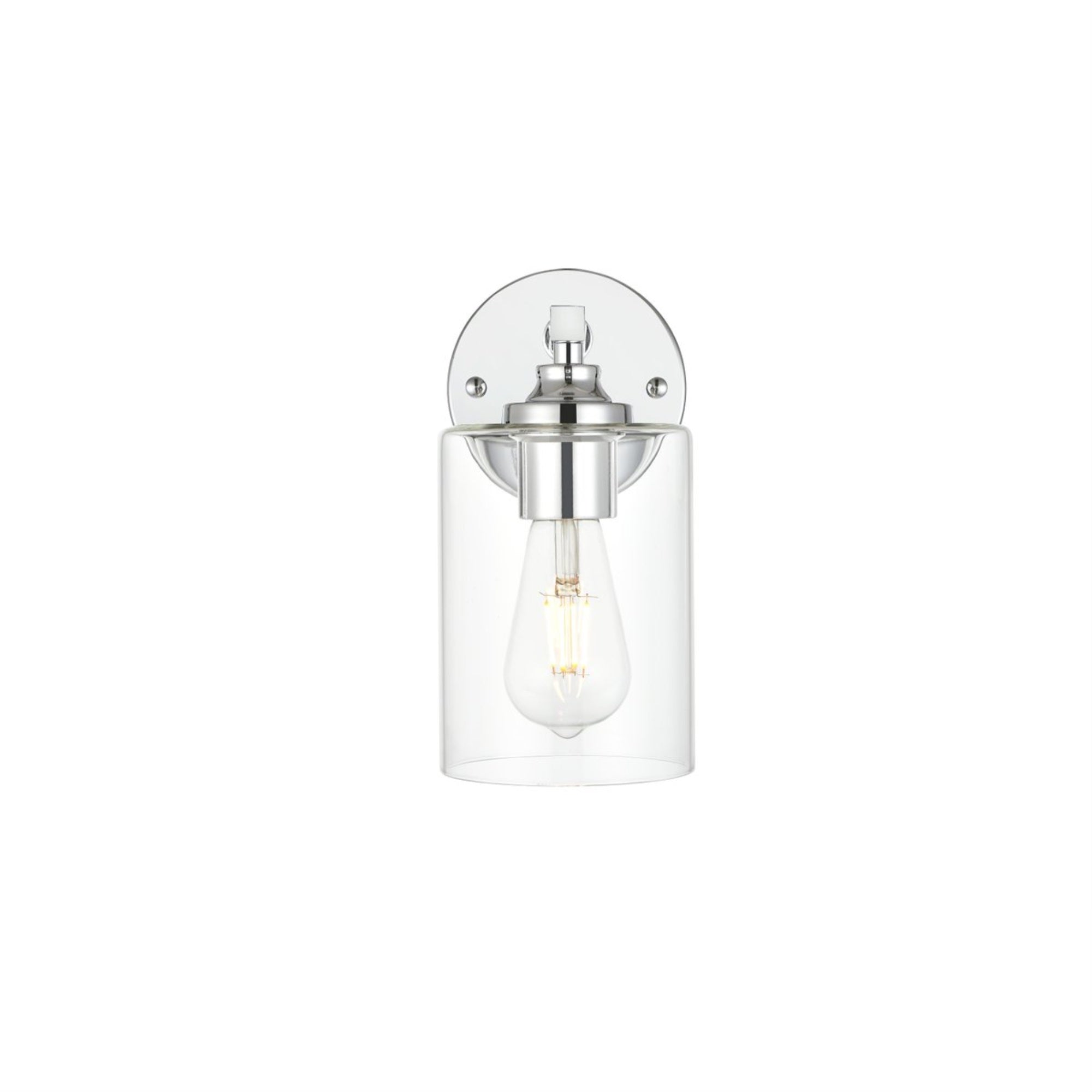 Living District Mayson 1-Light Bath Sconce, Iron & Glass, Chrome, Model LD7315W5CH