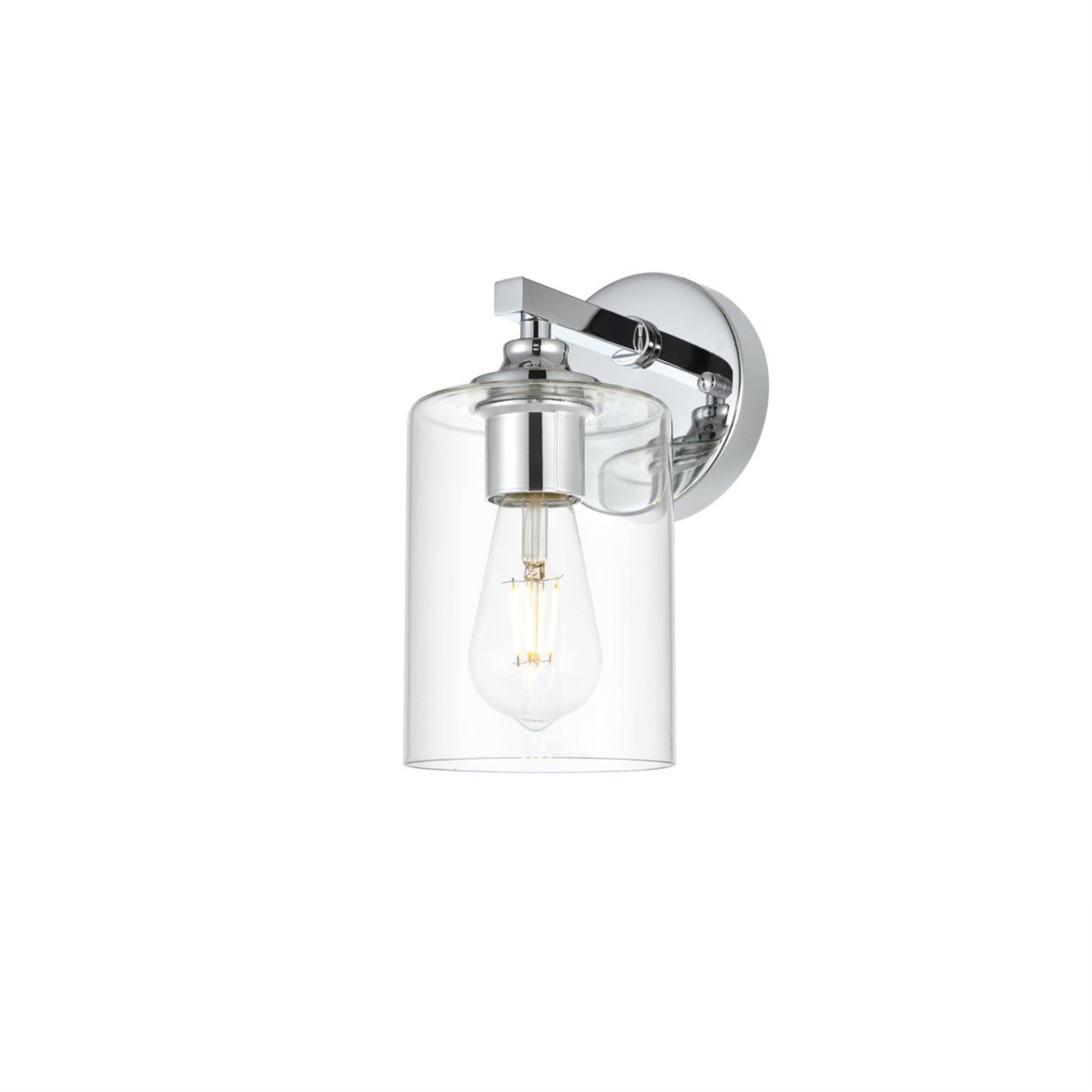 Living District Mayson 1-Light Bath Sconce, Iron & Glass, Chrome, Model LD7315W5CH
