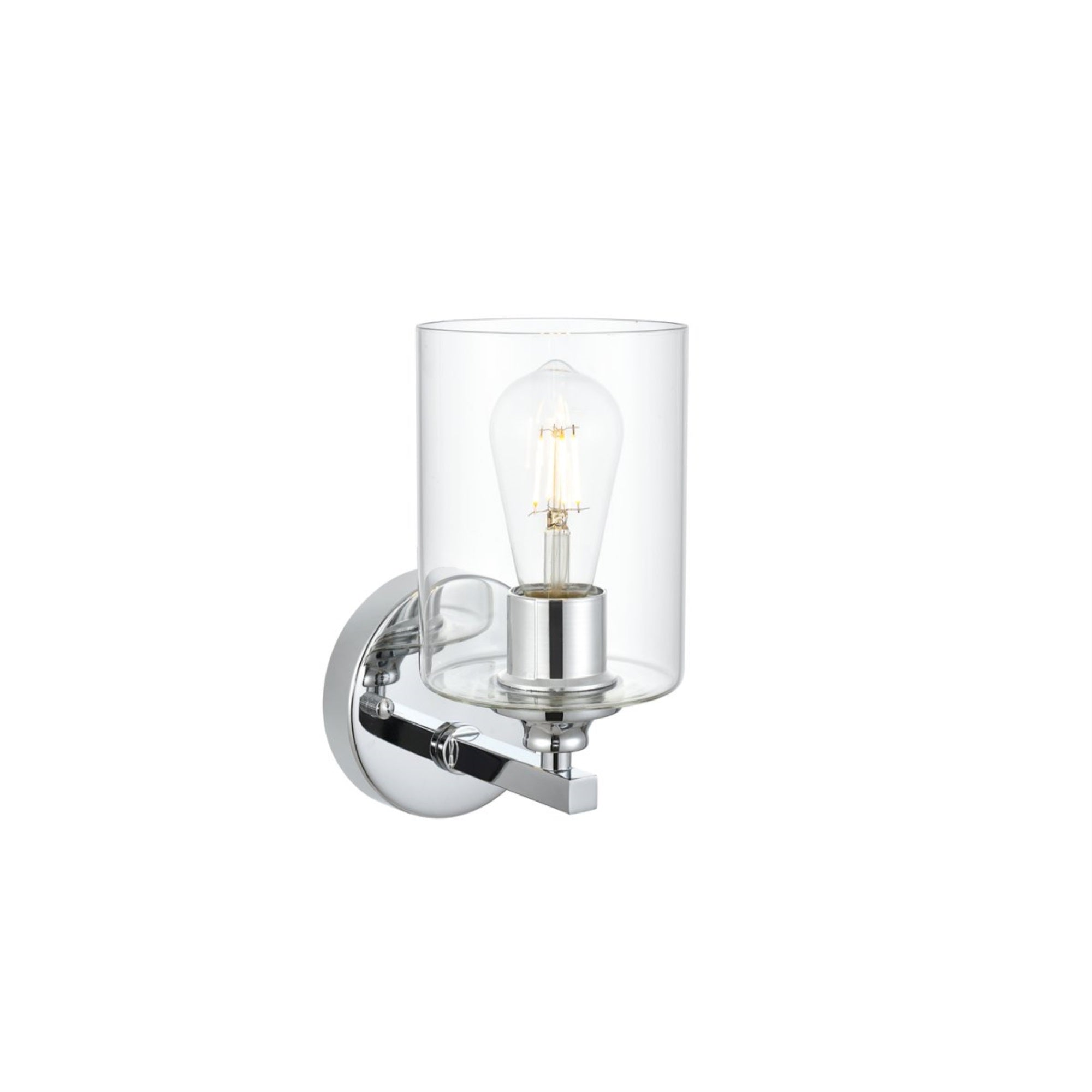 Living District Mayson 1-Light Bath Sconce, Iron & Glass, Chrome, Model LD7315W5CH