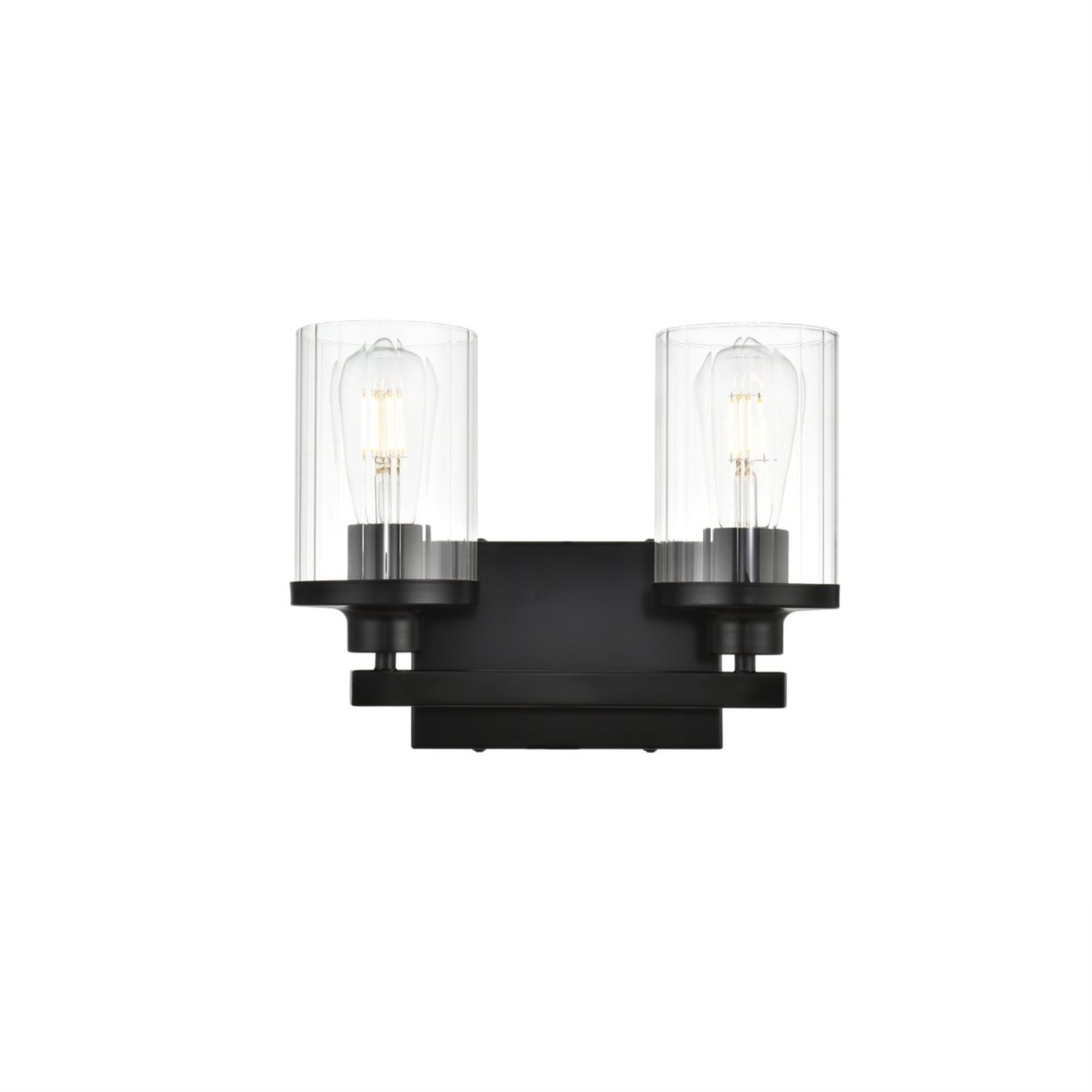 Saanvi 2 light Black and Clear Bath Sconce