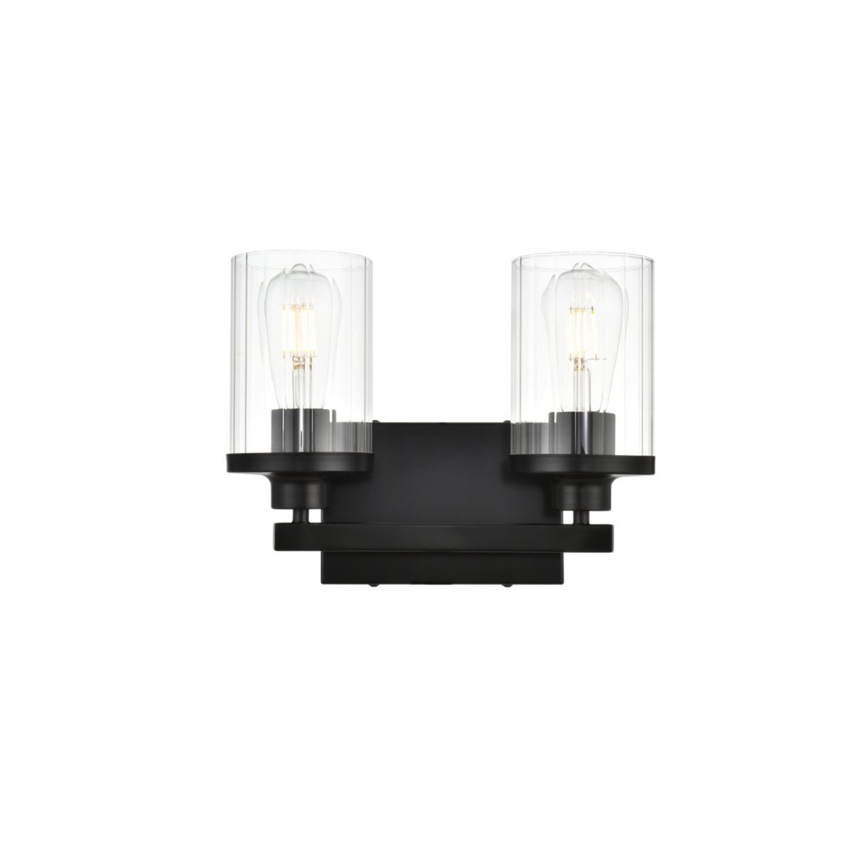 Saanvi 2 light Black and Clear Bath Sconce