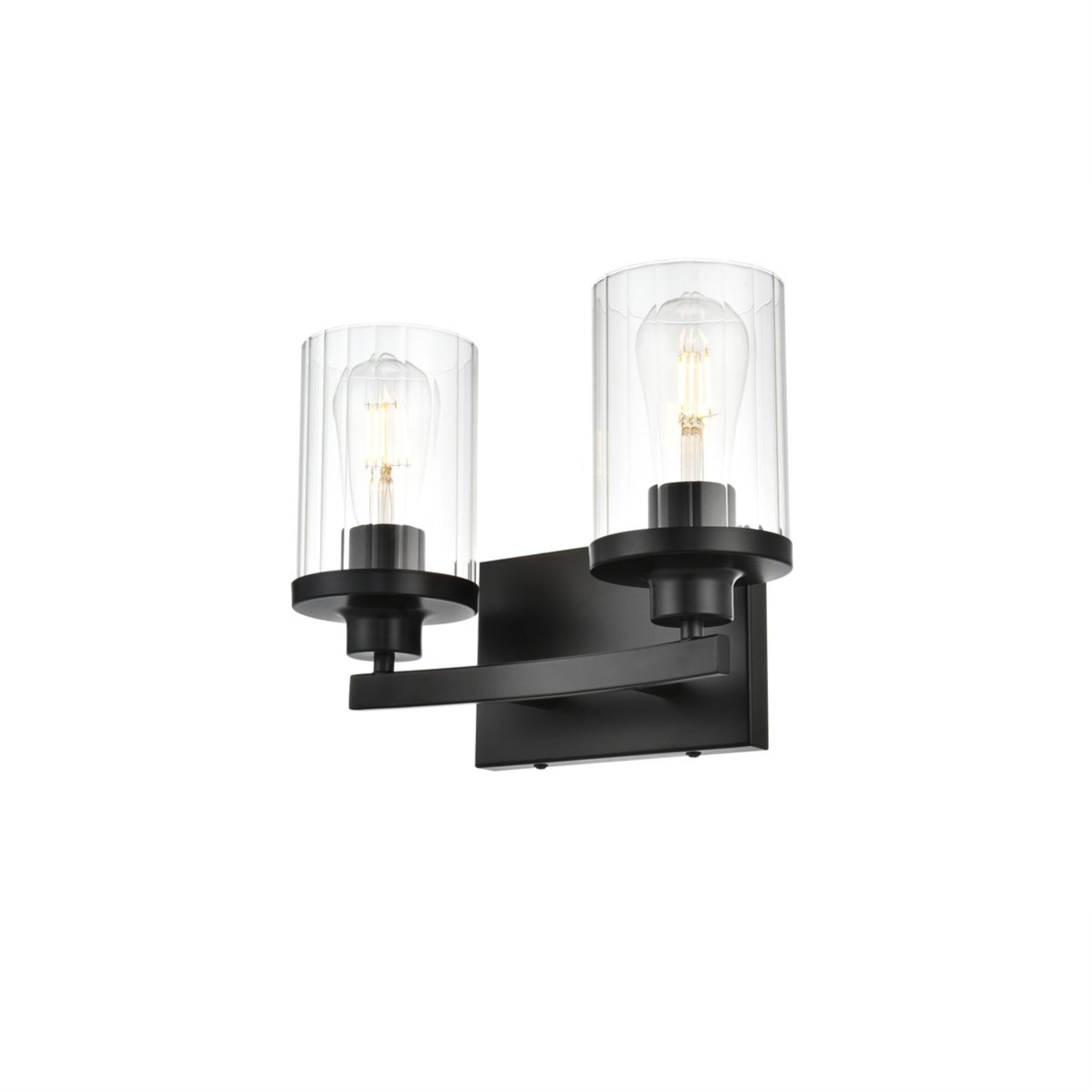 Saanvi 2 light Black and Clear Bath Sconce