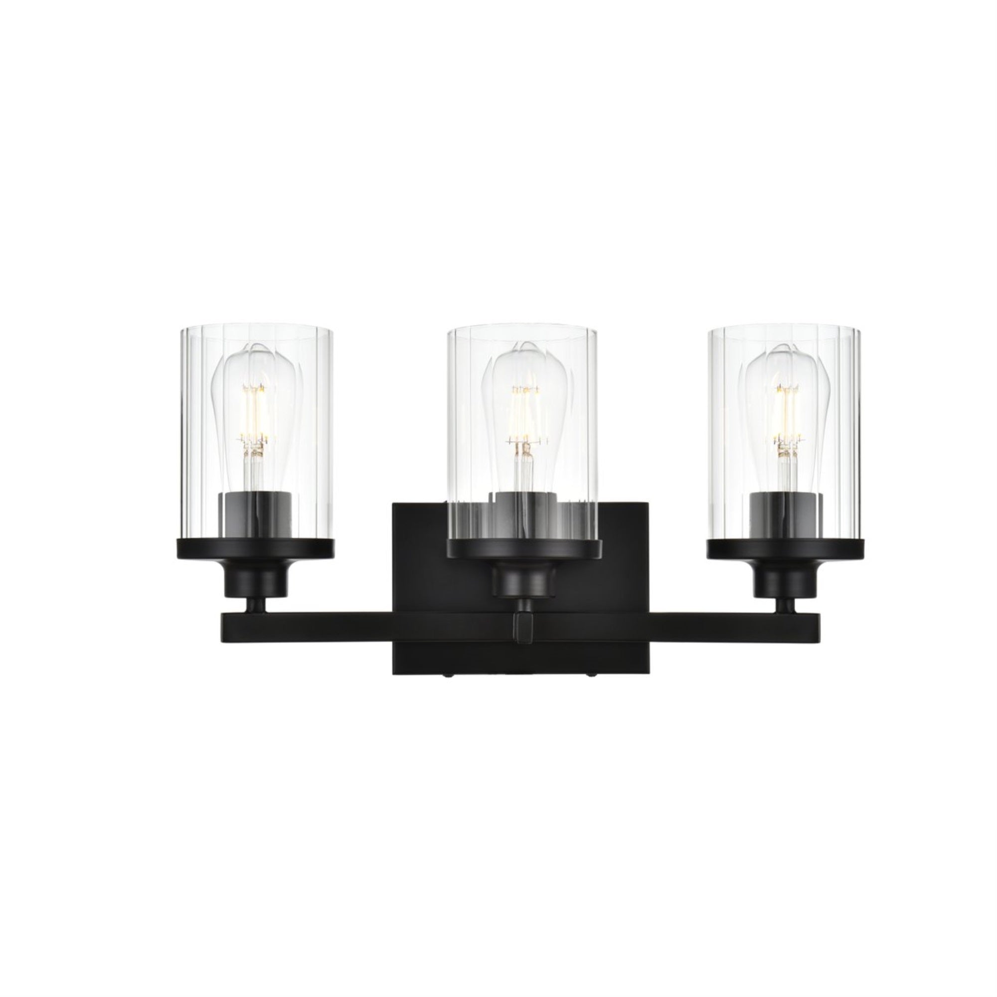 Saanvi 3 light Black and Clear Bath Sconce