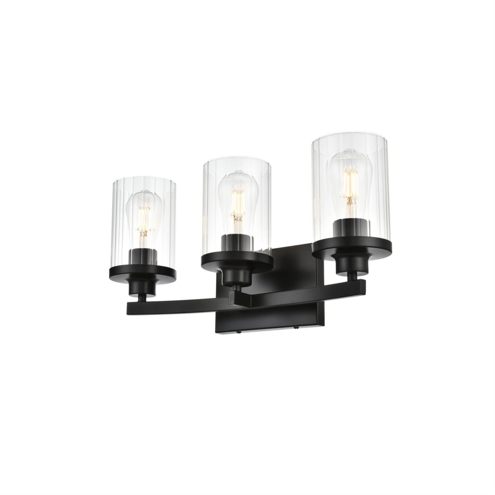 Saanvi 3 light Black and Clear Bath Sconce