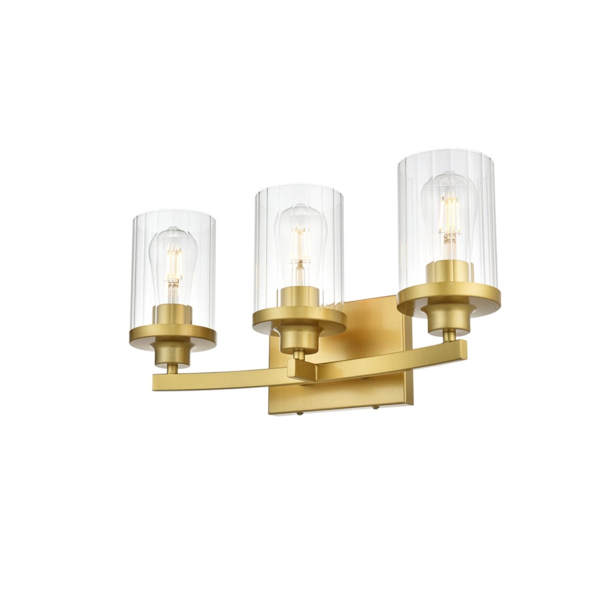 Saanvi 3 light Brass and Clear Bath Sconce