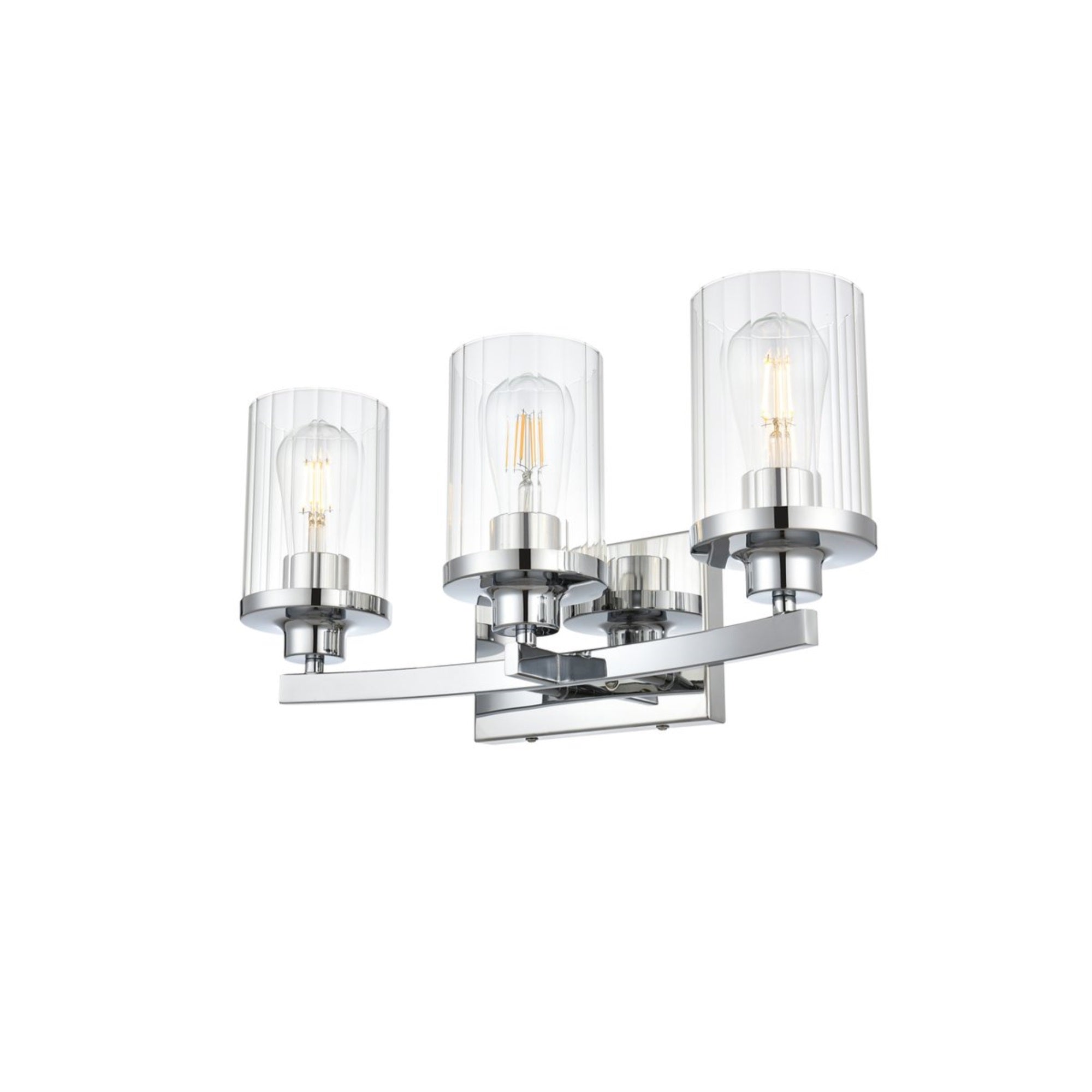 Saanvi 3 light Chrome and Clear Bath Sconce