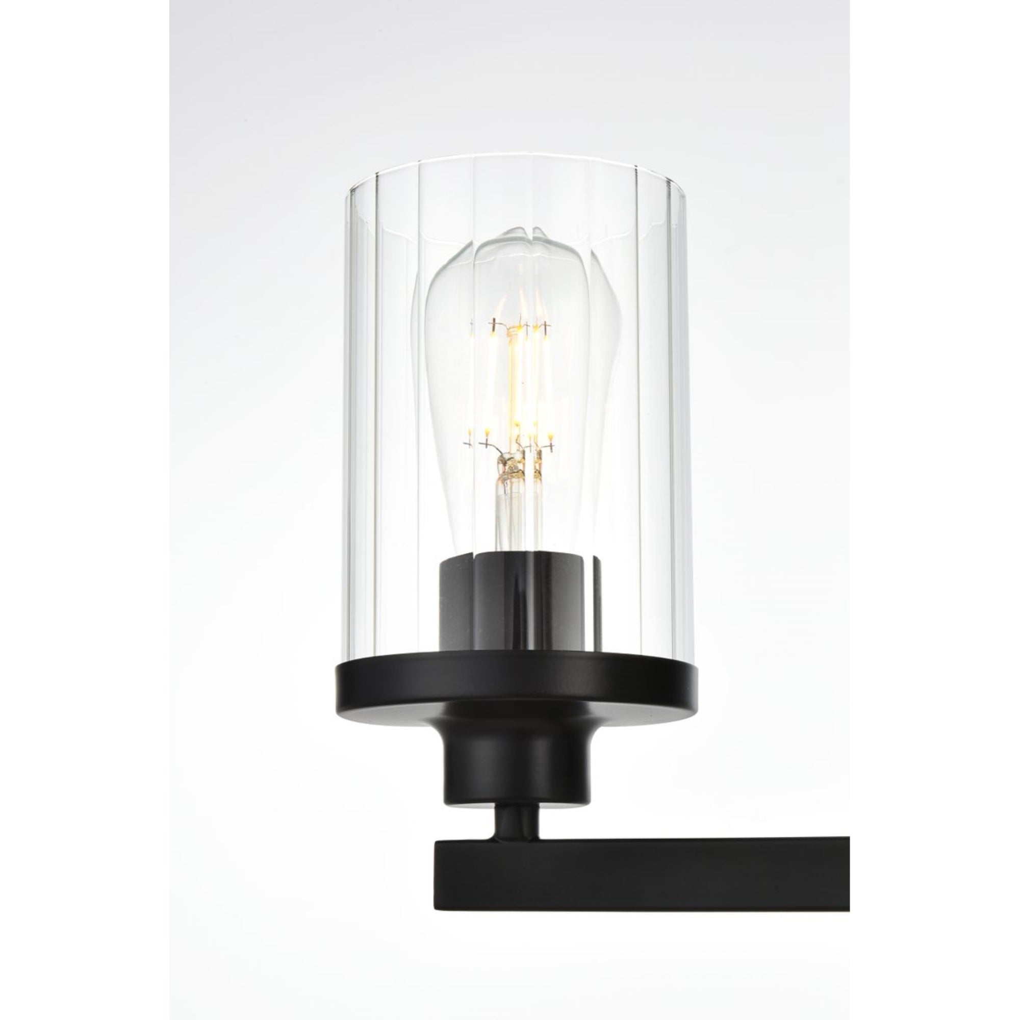 Saanvi 4 light Black and Clear Bath Sconce