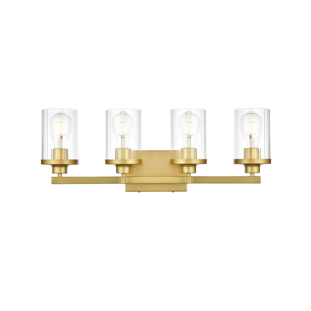 Saanvi 4 light Brass and Clear Bath Sconce
