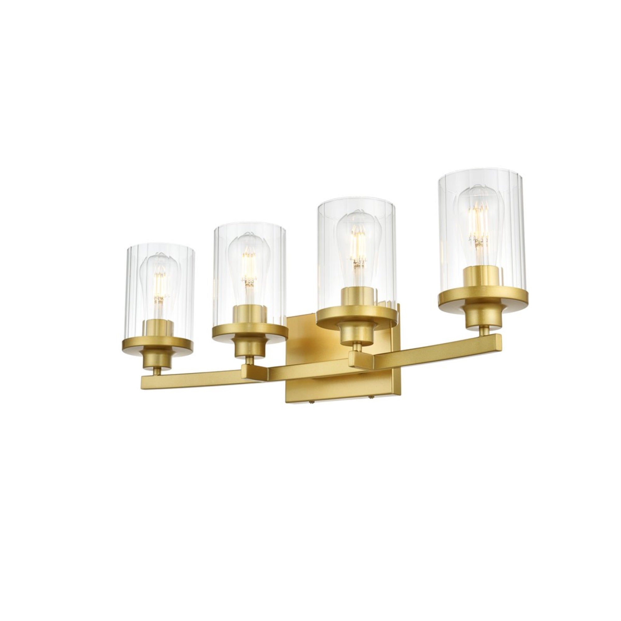 Saanvi 4 light Brass and Clear Bath Sconce