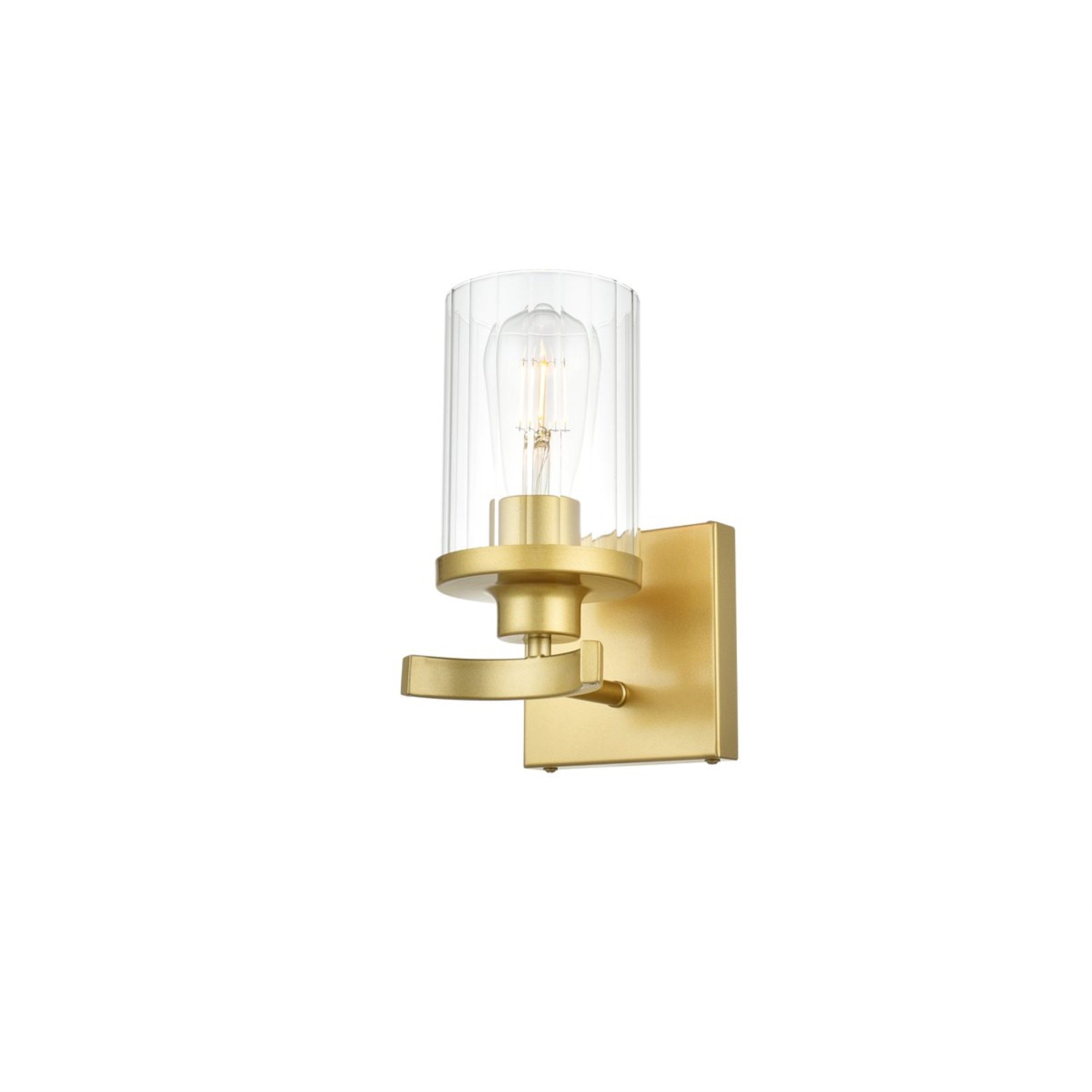 Living District Saanvi 1-Light Bath Sconce, Iron & Glass, Brass Finish, Model LD7316W5BRA