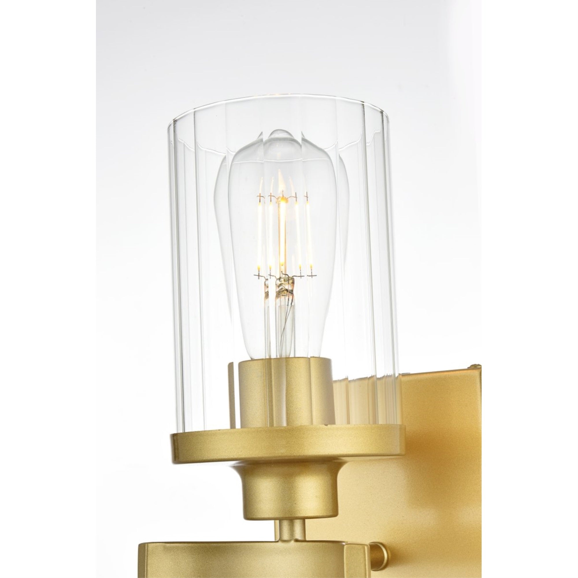 Living District Saanvi 1-Light Bath Sconce, Iron & Glass, Brass Finish, Model LD7316W5BRA