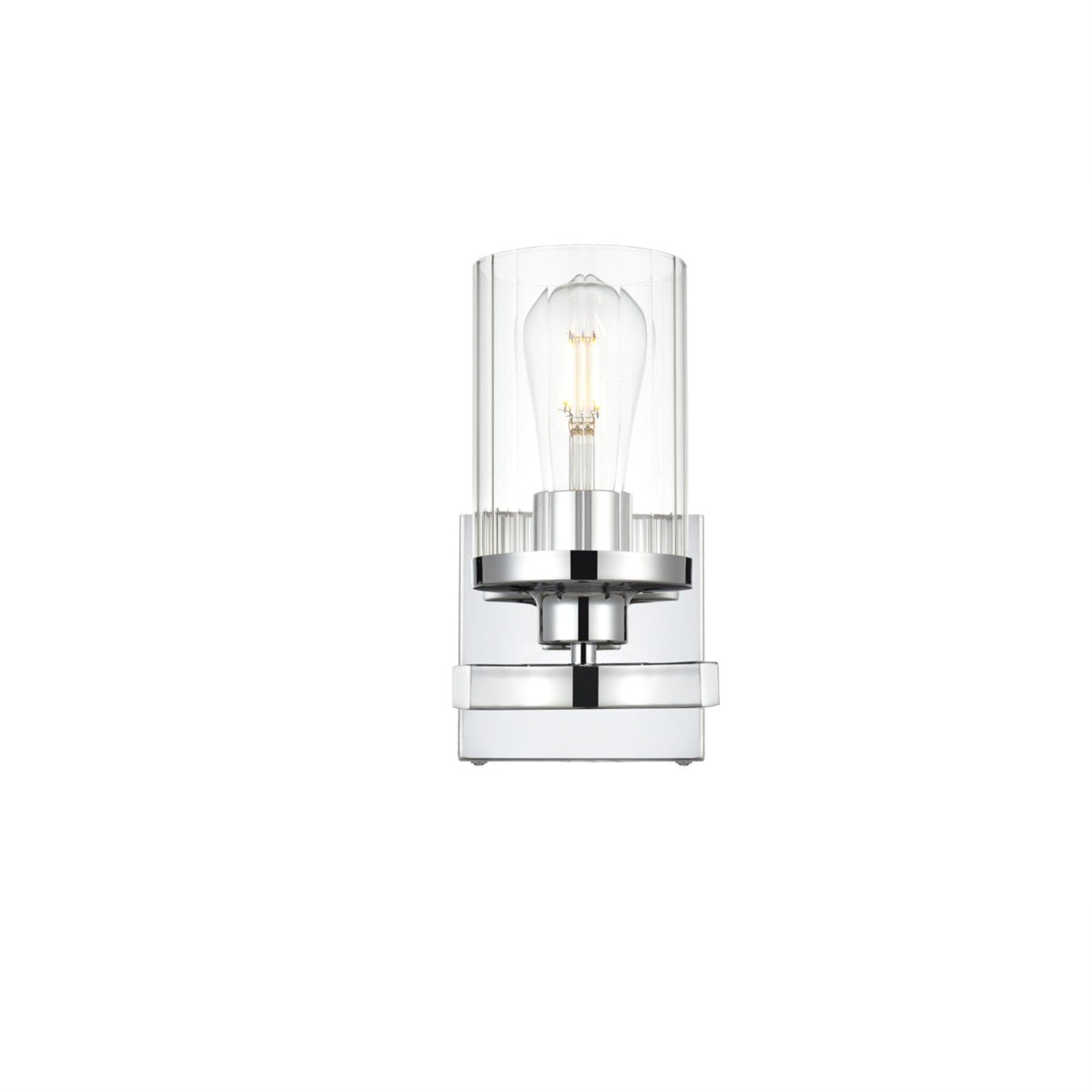 Living District 1-Light Bath Sconce, Iron & Glass, Chrome, Model LD7316W5CH