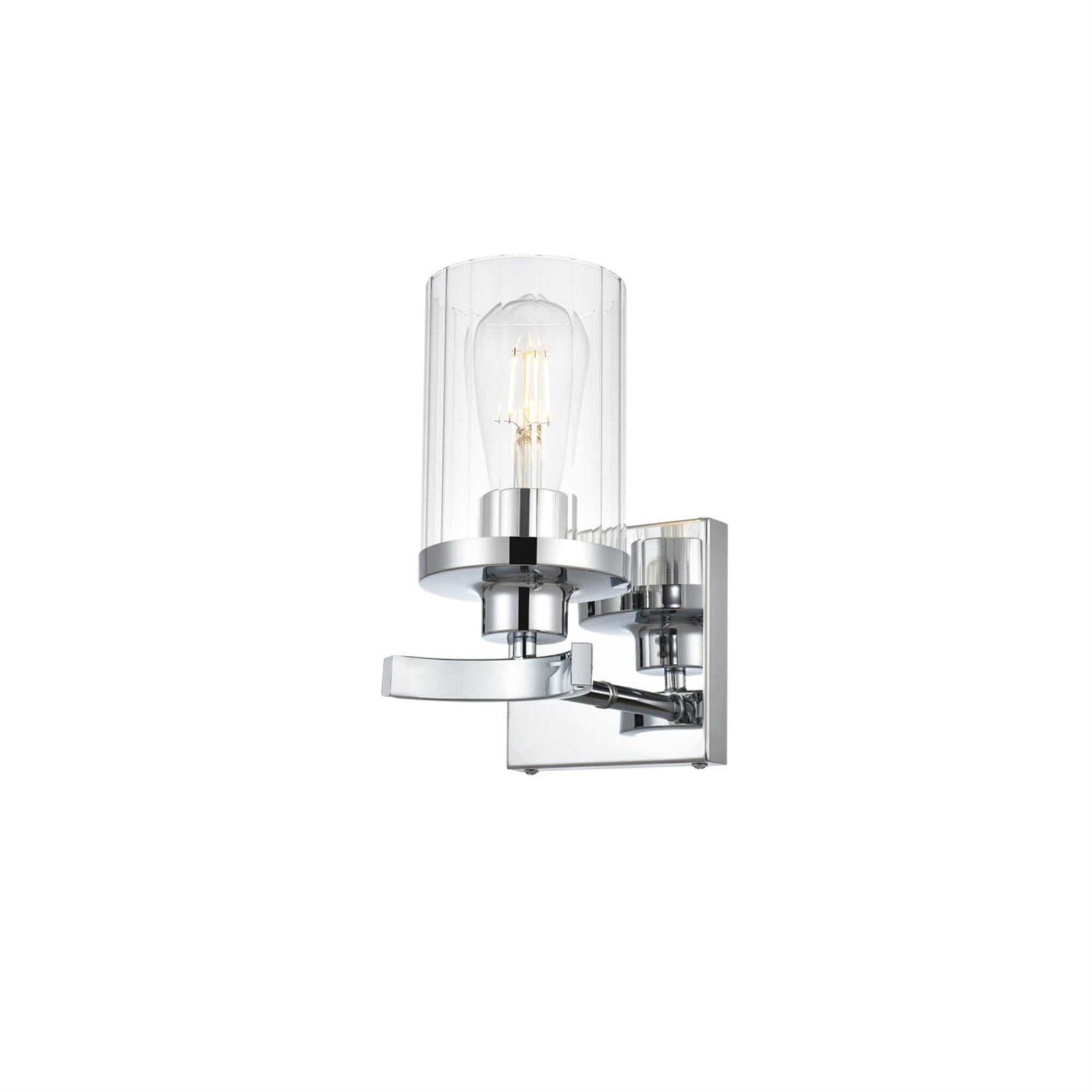 Living District 1-Light Bath Sconce, Iron & Glass, Chrome, Model LD7316W5CH