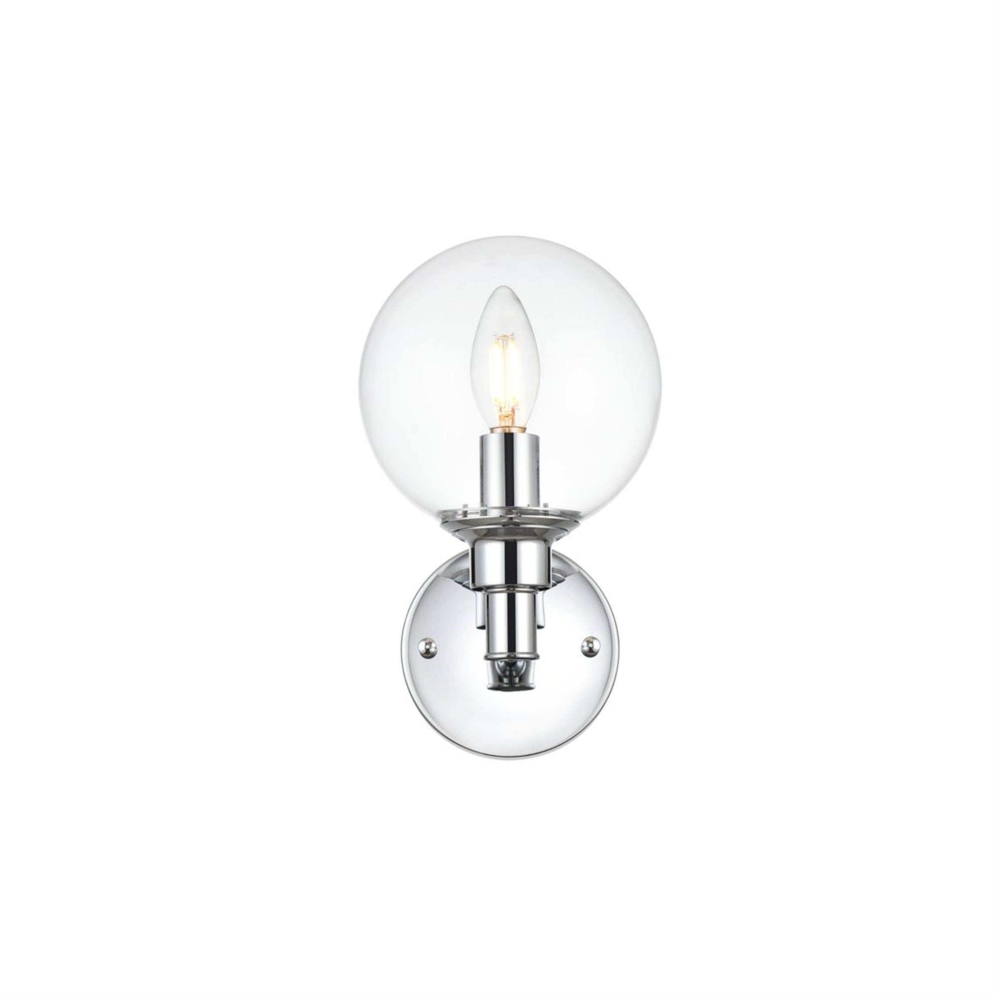 Living District Jaelynn 1-Light Bath Sconce, Iron & Glass, Chrome Finish, Model LD7318W6CH