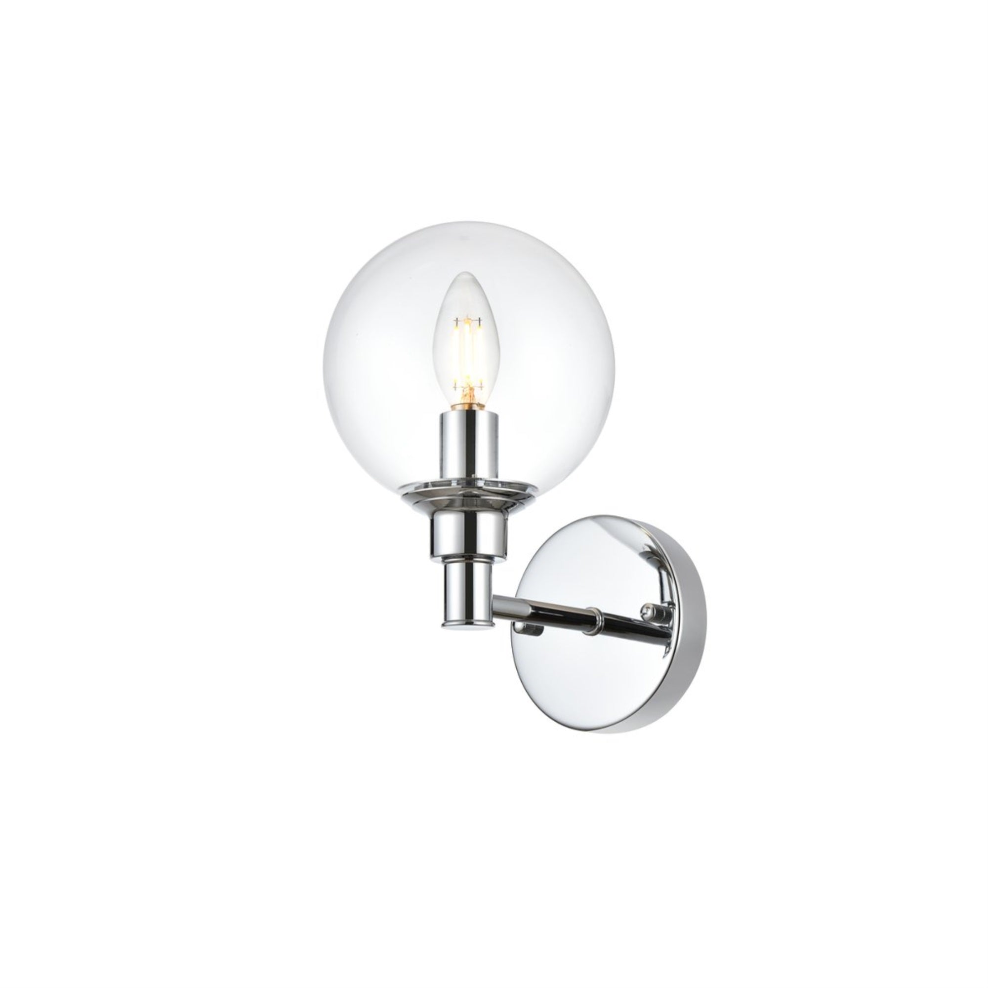 Living District Jaelynn 1-Light Bath Sconce, Iron & Glass, Chrome Finish, Model LD7318W6CH