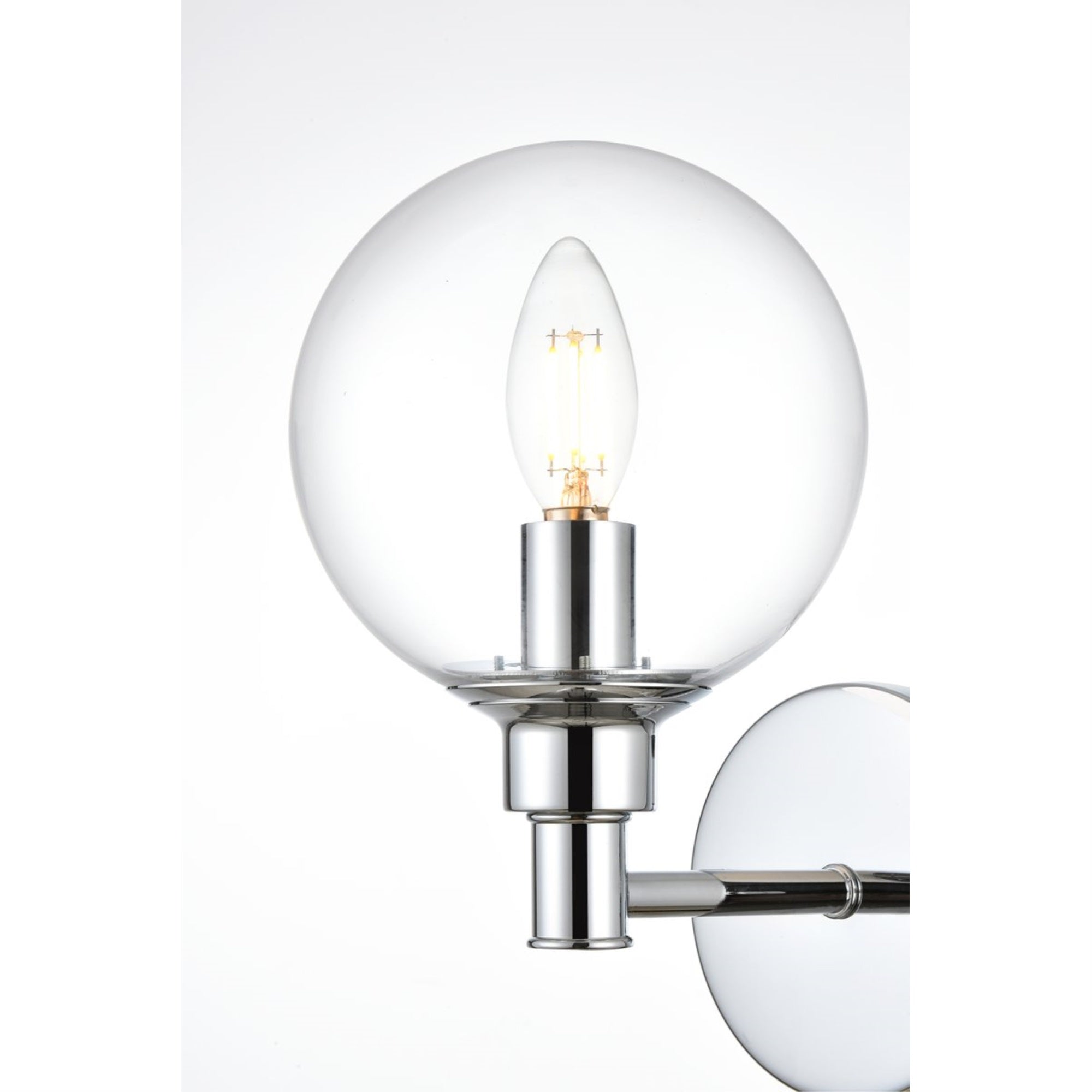 Living District Jaelynn 1-Light Bath Sconce, Iron & Glass, Chrome Finish, Model LD7318W6CH