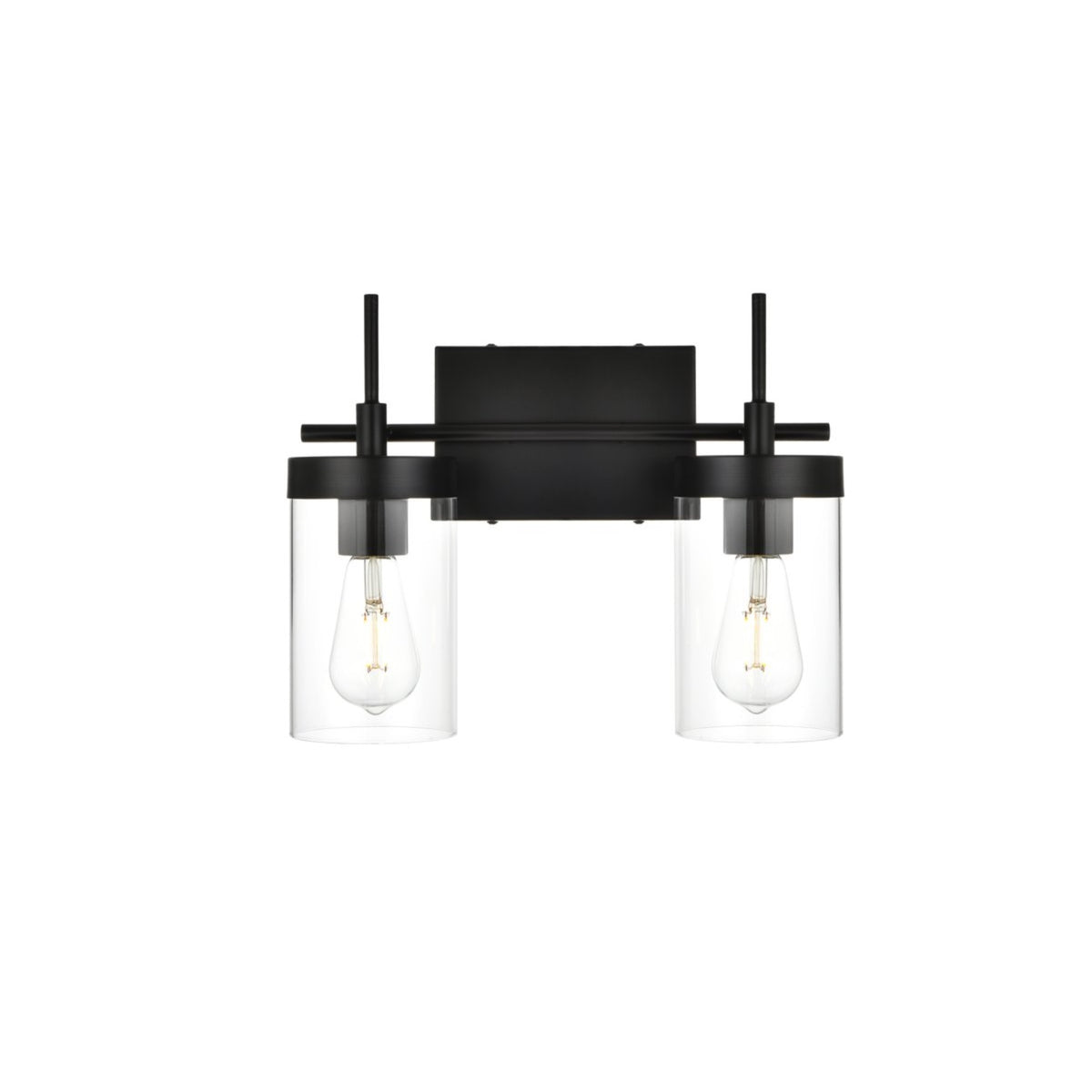 Benny 2 light Black and Clear Bath Sconce