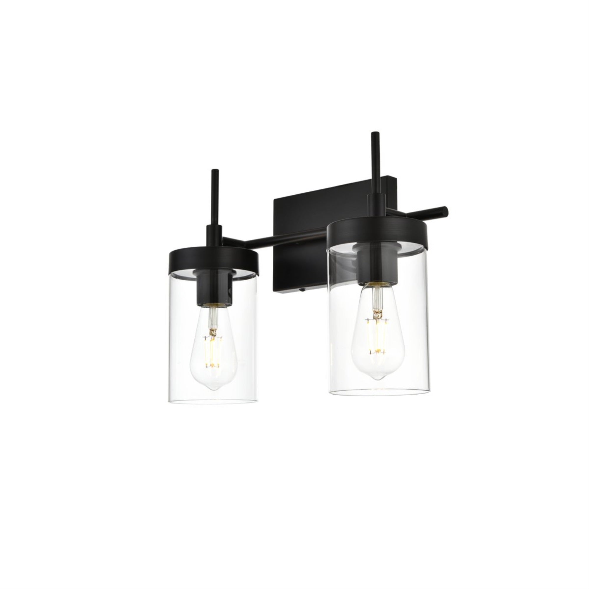 Benny 2 light Black and Clear Bath Sconce