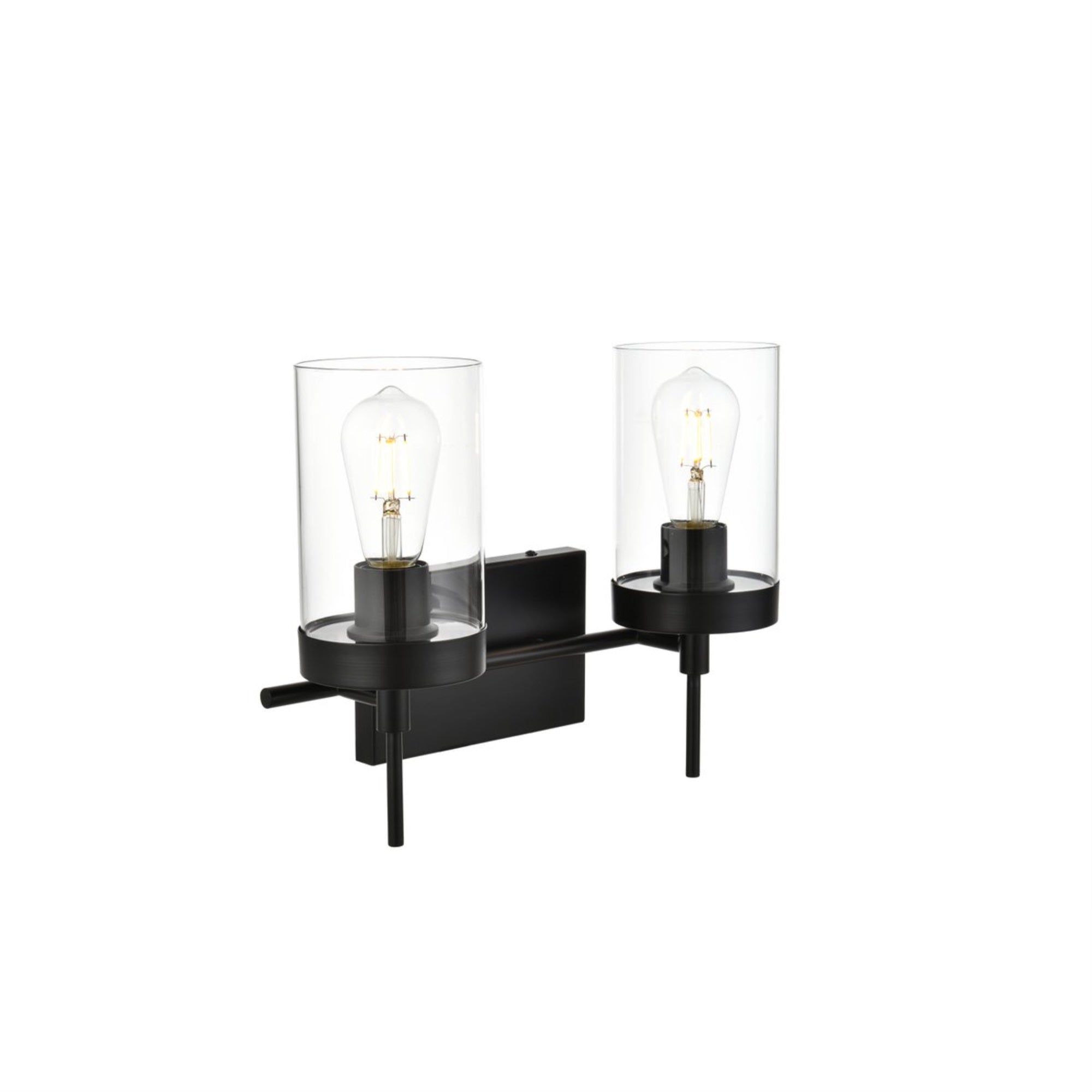 Benny 2 light Black and Clear Bath Sconce