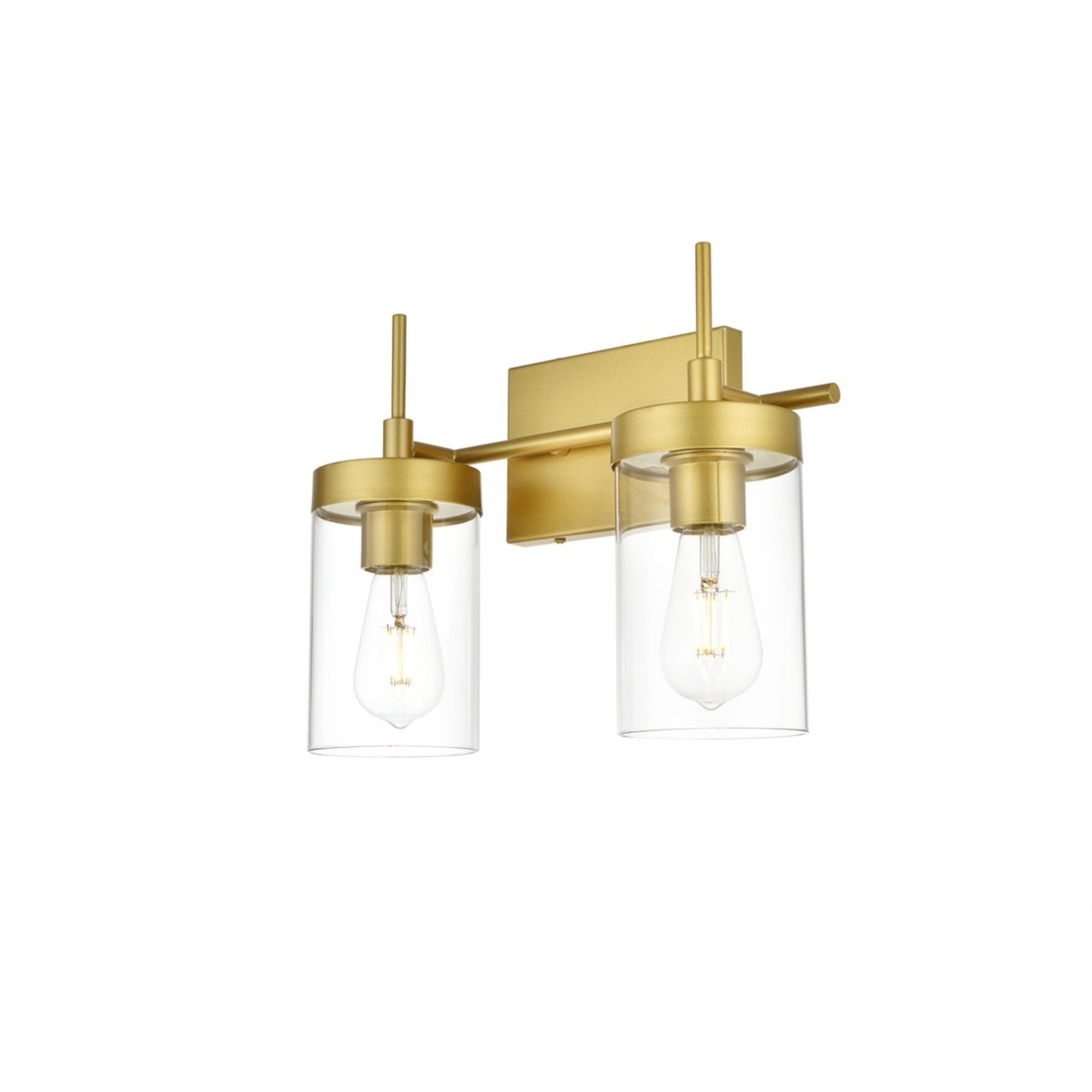 Benny 2 light Brass and Clear Bath Sconce