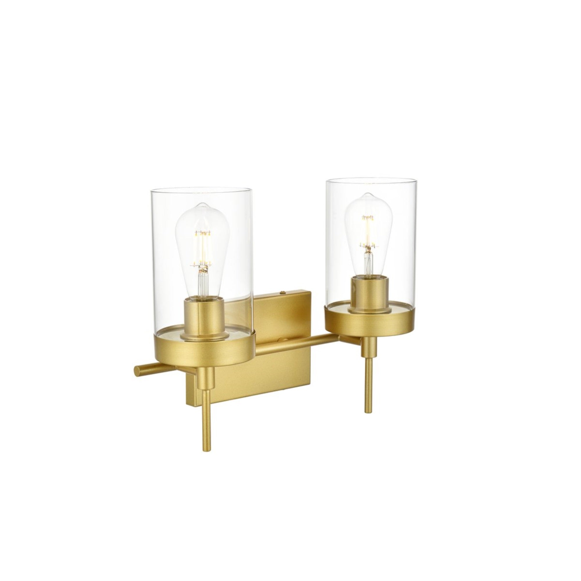 Benny 2 light Brass and Clear Bath Sconce