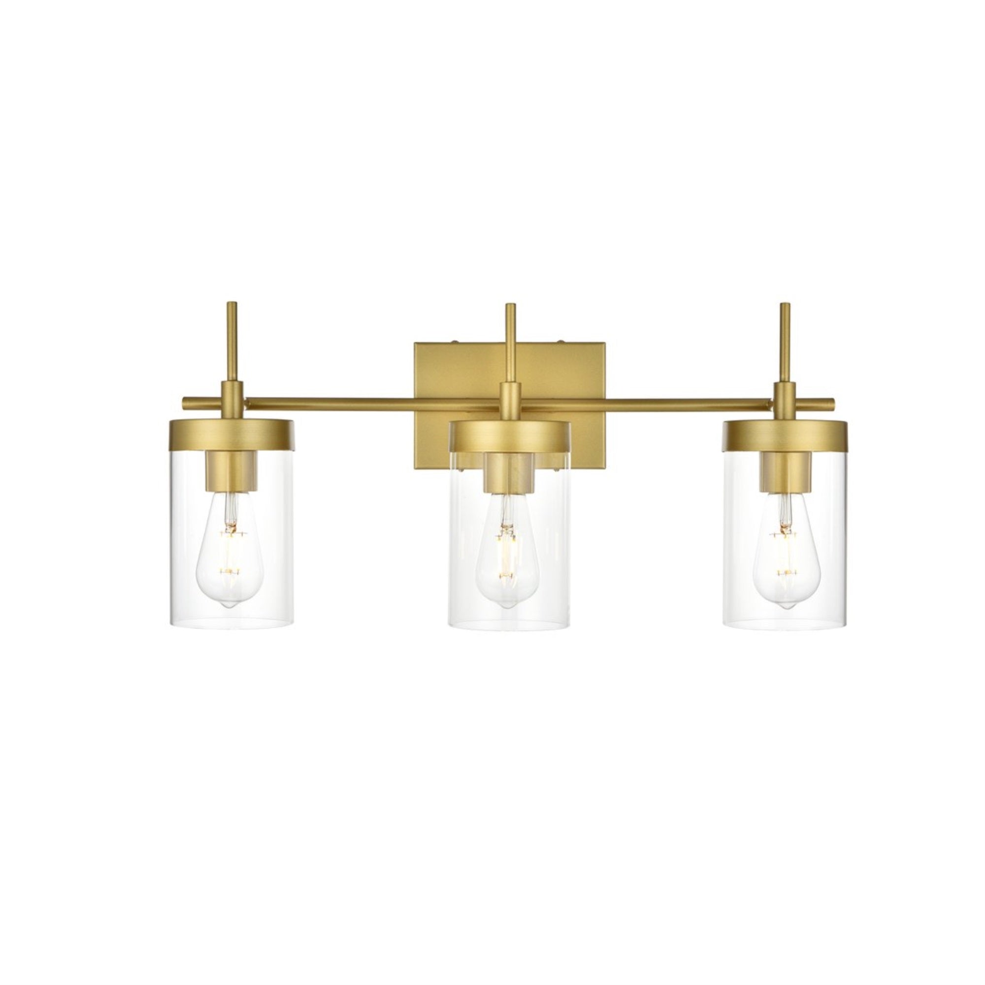 Benny 3 light Brass and Clear Bath Sconce