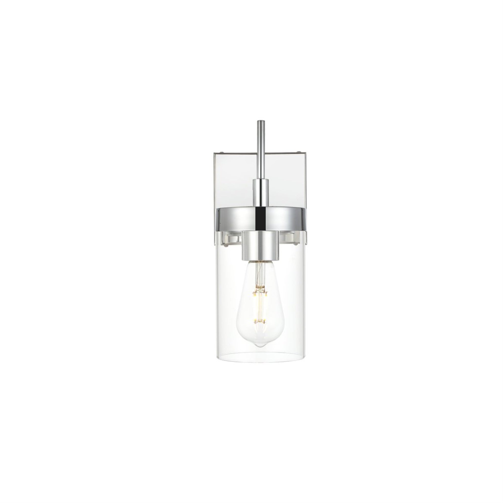 Living District Bath Sconce, 1-Light, Iron & Glass, Chrome, Model LD7319W5CH