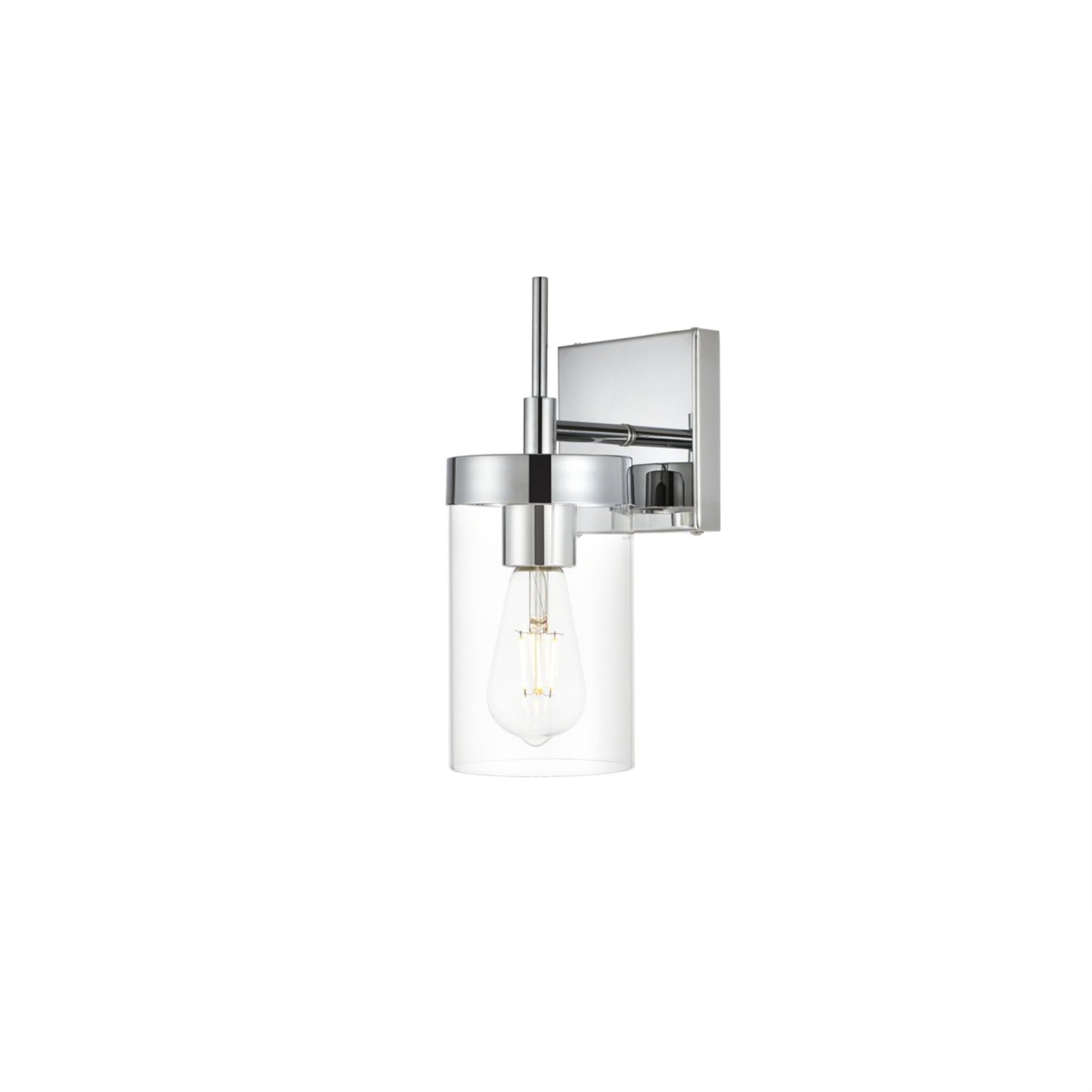 Living District Bath Sconce, 1-Light, Iron & Glass, Chrome, Model LD7319W5CH