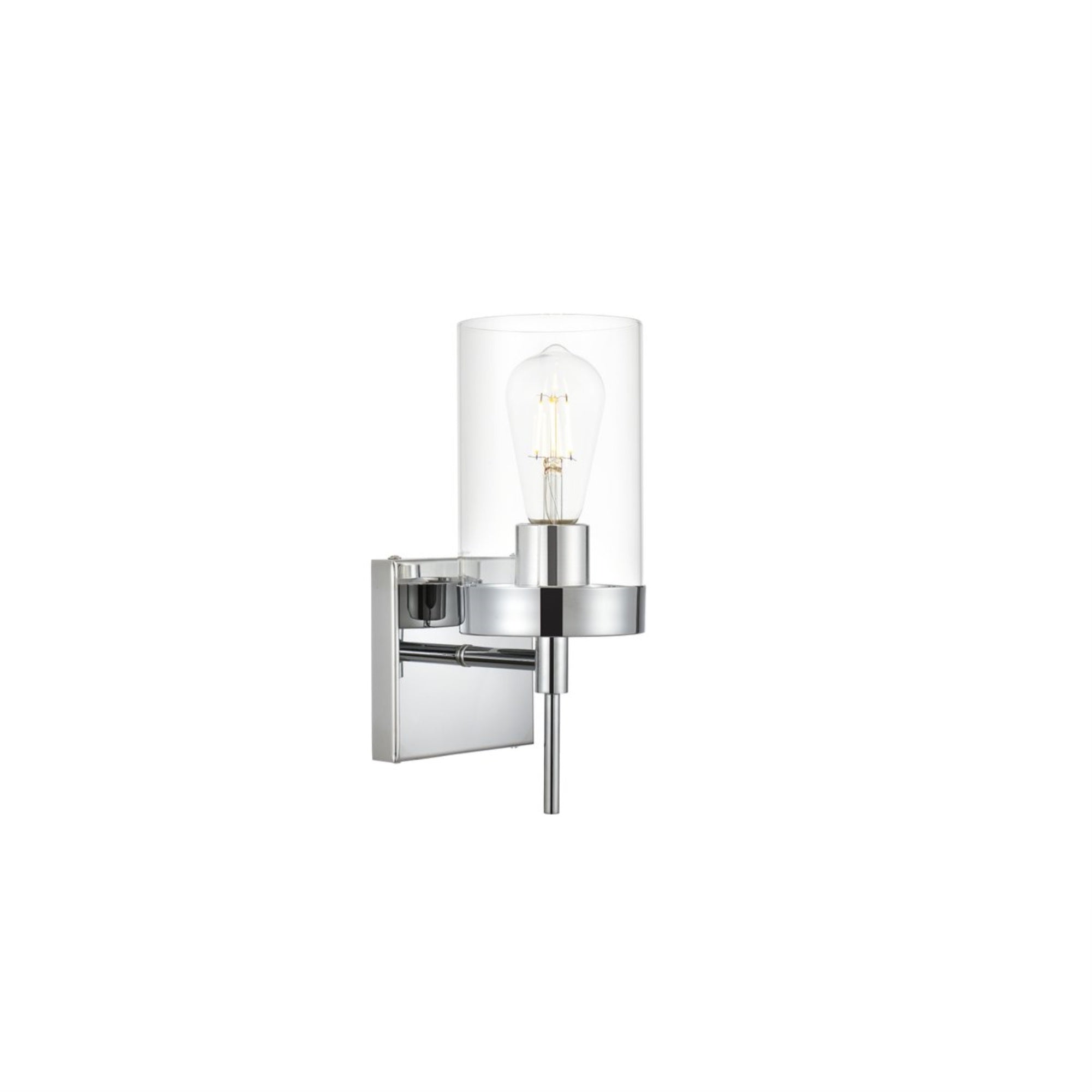 Living District Bath Sconce, 1-Light, Iron & Glass, Chrome, Model LD7319W5CH