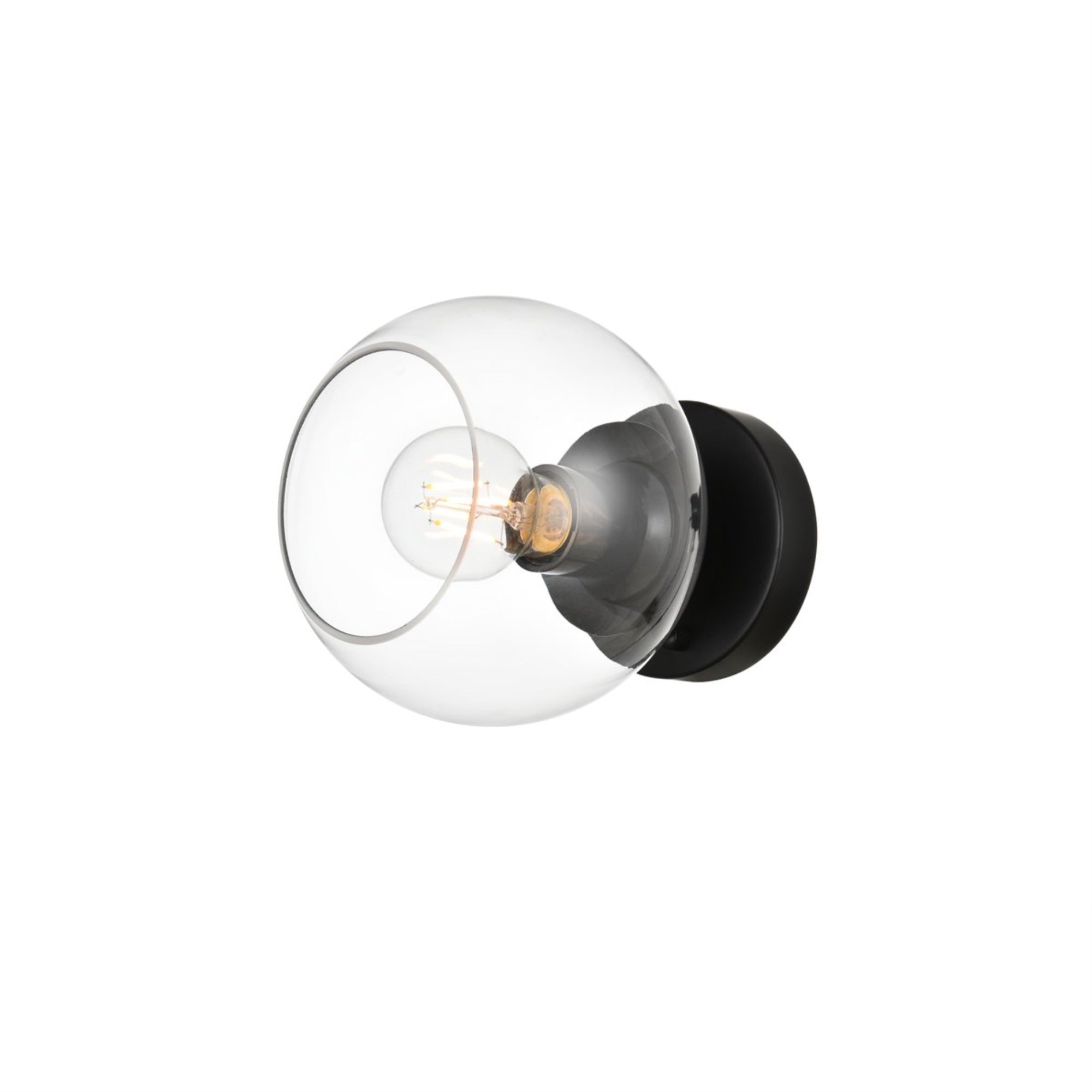 Living District 1-Light Bath Sconce, Iron & Glass, Black/Clear, Model LD7320W7BLK