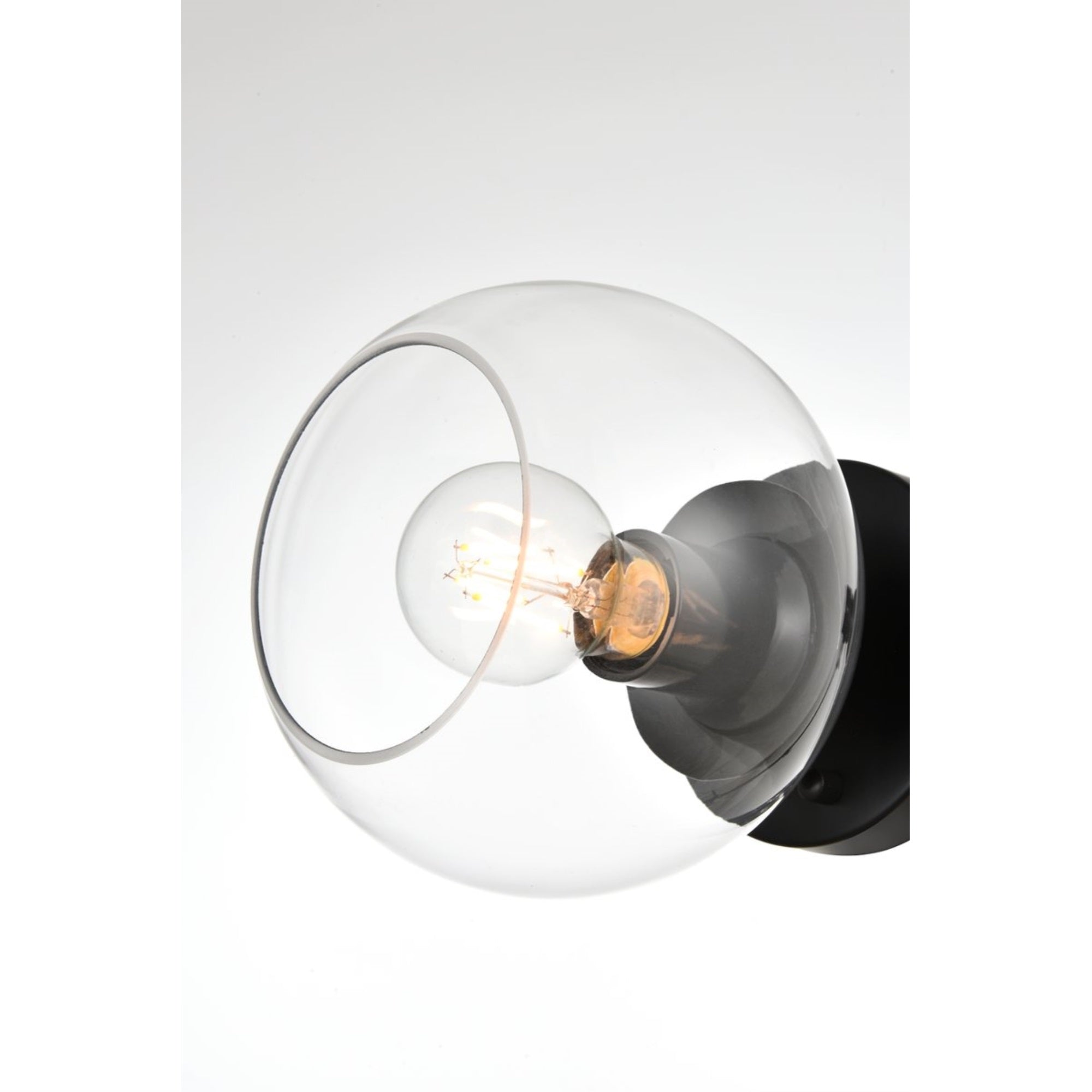Living District 1-Light Bath Sconce, Iron & Glass, Black/Clear, Model LD7320W7BLK