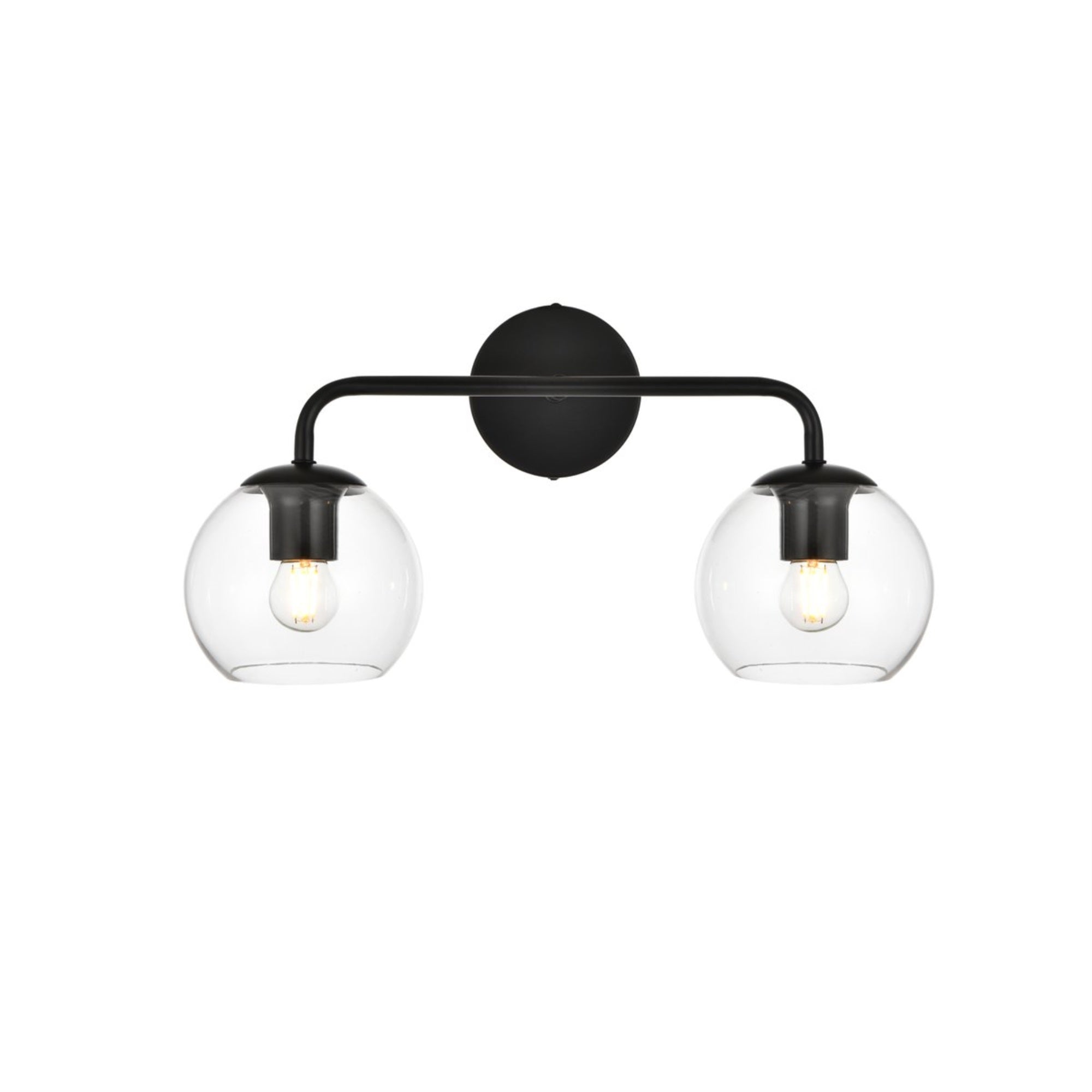Genesis 2 light Black and Clear Bath Sconce