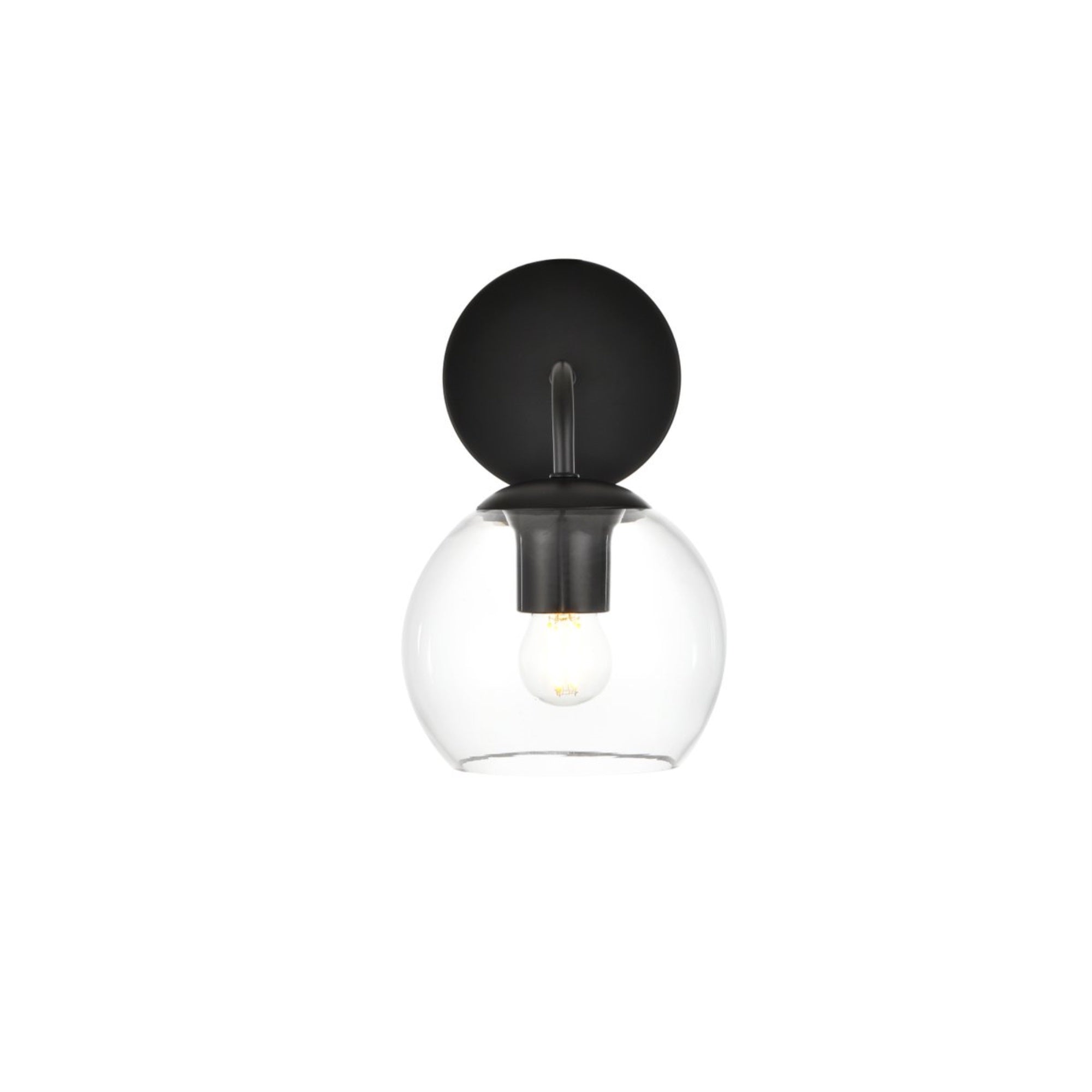 Living District 1-Light Bath Sconce, Iron & Glass, Black/Clear, Model Ld7321W6Blk
