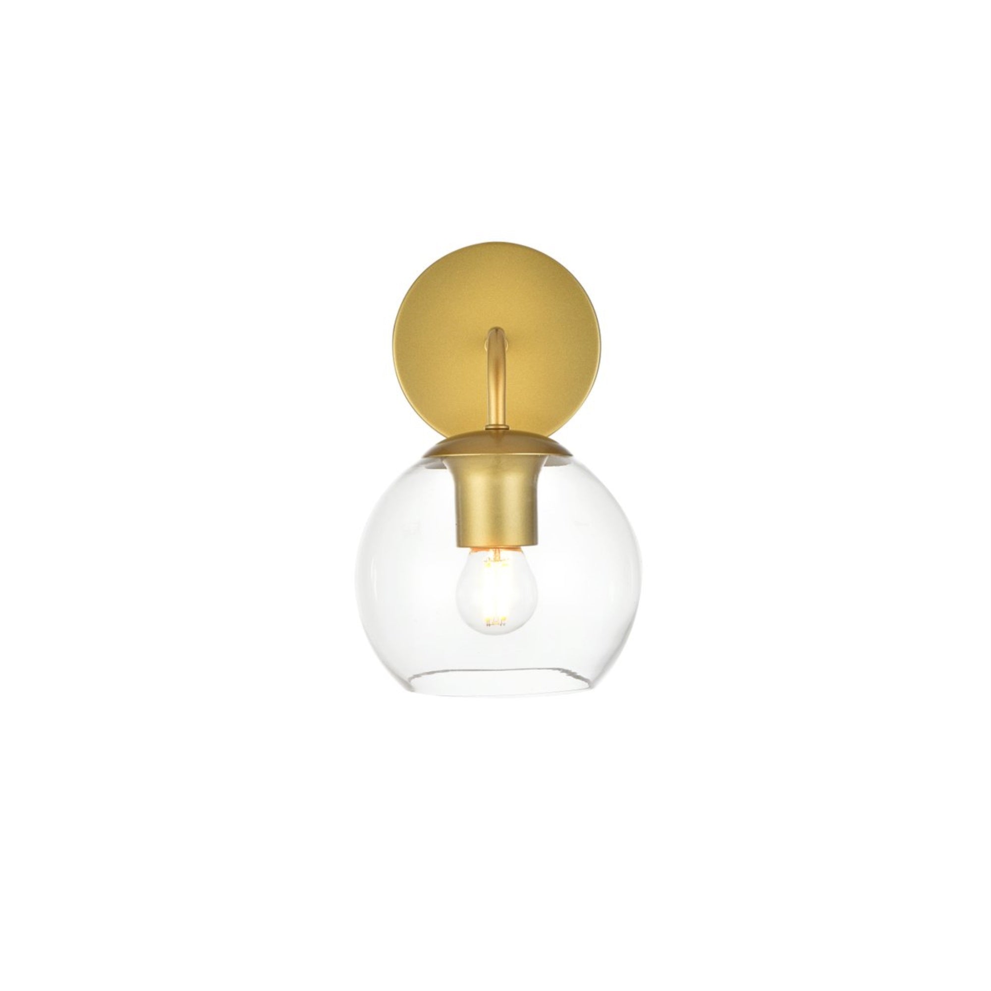 Living District 1-Light Bath Sconce, Iron & Glass, Brass/Clear, Model LD7321W6BRA
