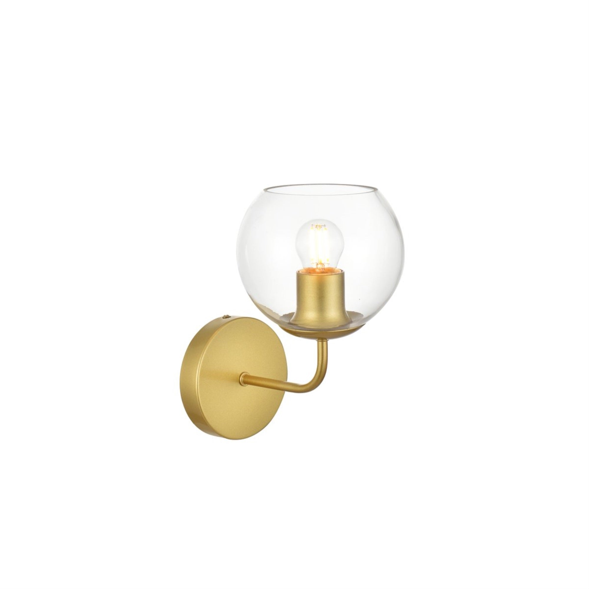 Living District 1-Light Bath Sconce, Iron & Glass, Brass/Clear, Model LD7321W6BRA